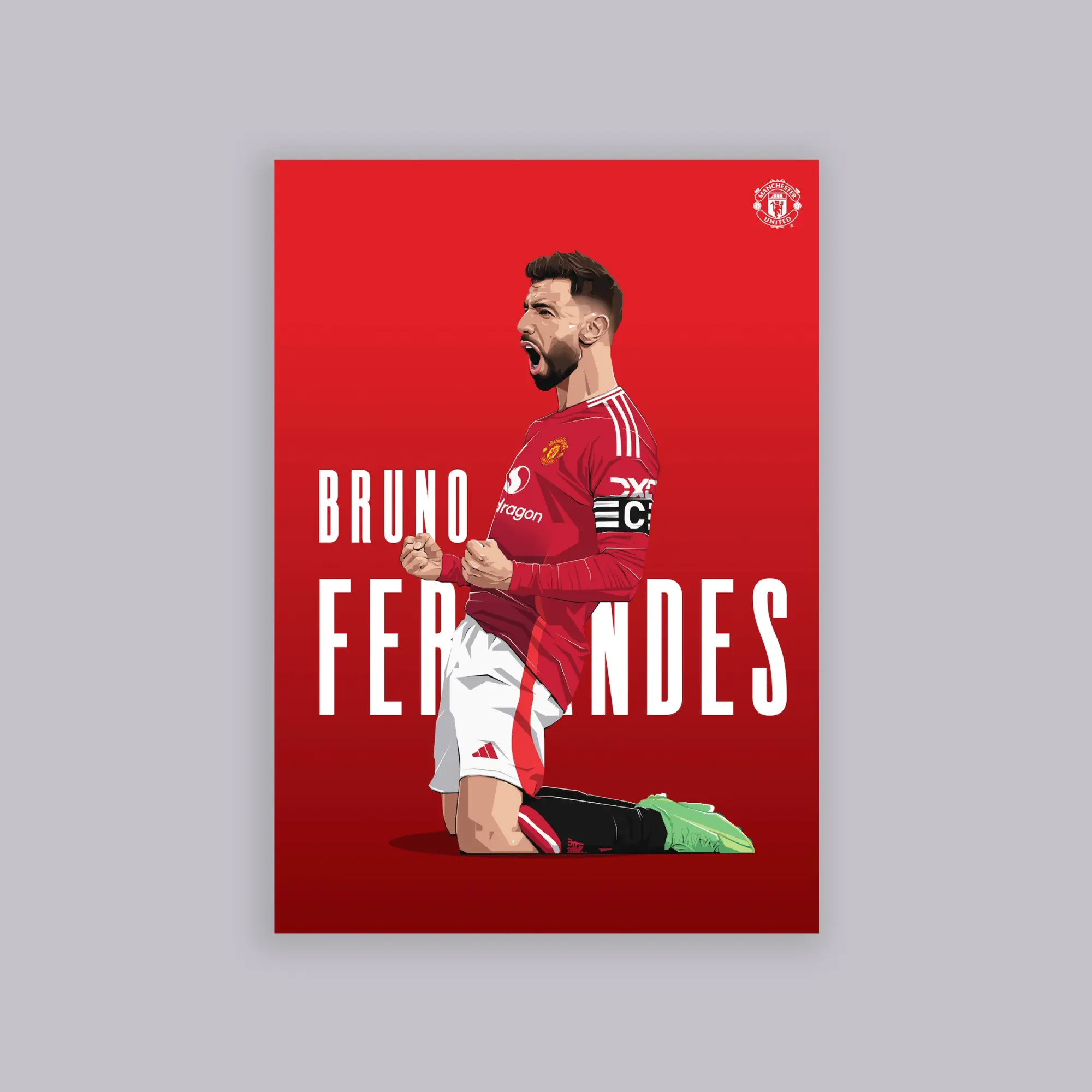 WUNDUR Manchester United Fernandes Illustrated A2 Poster Red