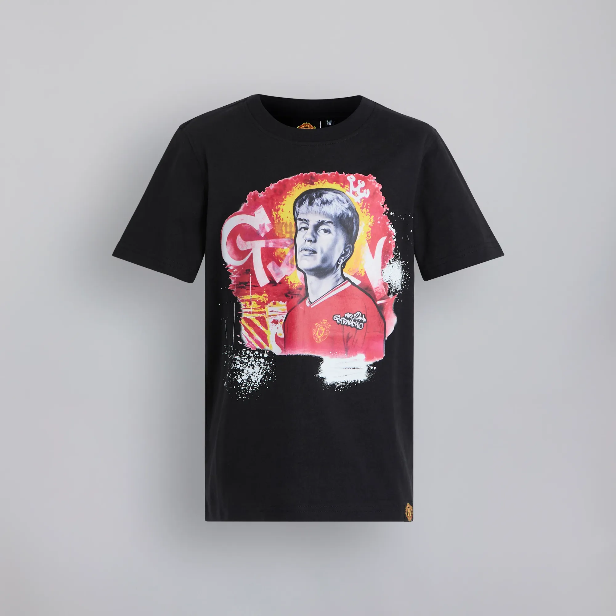 RAW Manchester United Kids Graffiti Garnacho T-Shirt Black