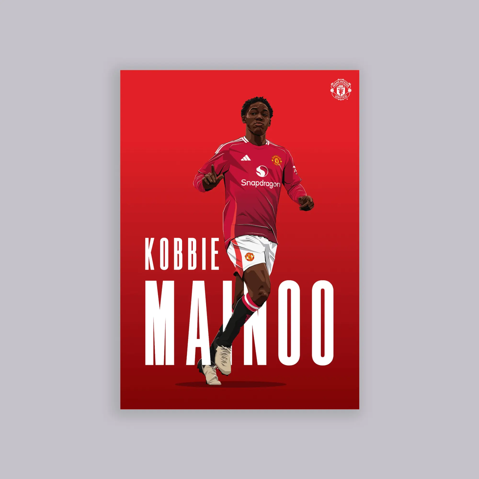 WUNDUR Manchester United Mainoo Illustrated A2 Poster Red