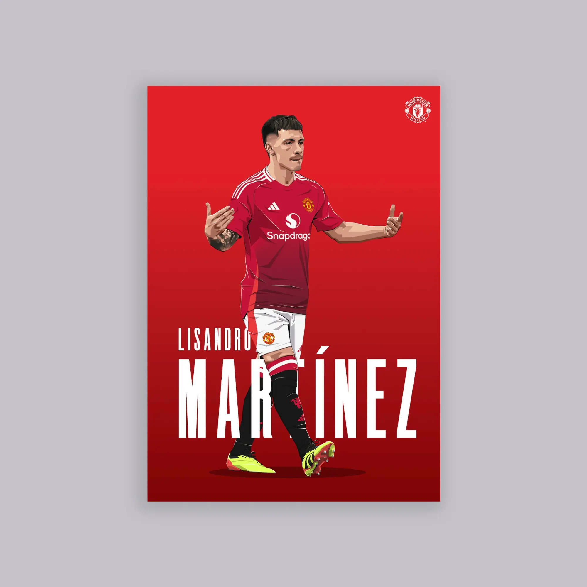 WUNDUR Manchester United Martinez Illustrated A2 Poster Red