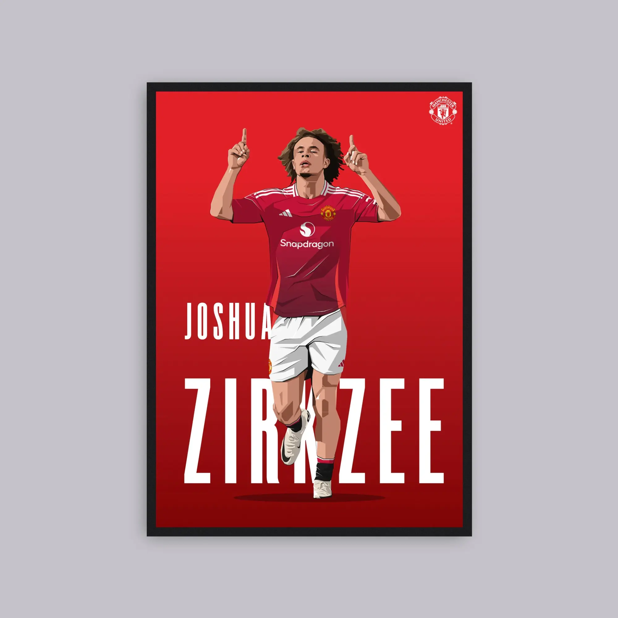 WUNDUR Manchester United Zirkzee Illustrated A2 Poster Red