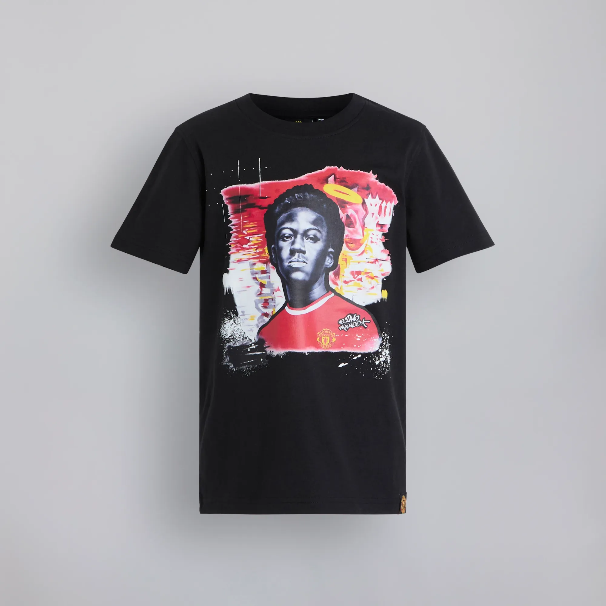 RAW Manchester United Kids Graffiti Mainoo T-Shirt Black