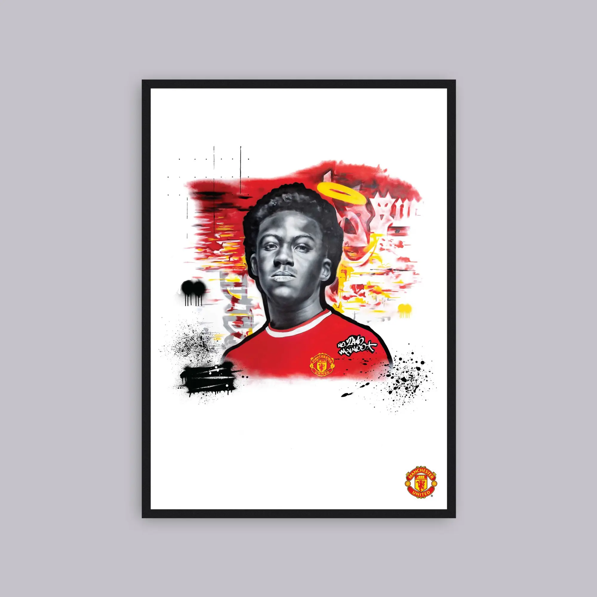 WUNDUR Manchester United Graffiti Mainoo A3 Framed Poster