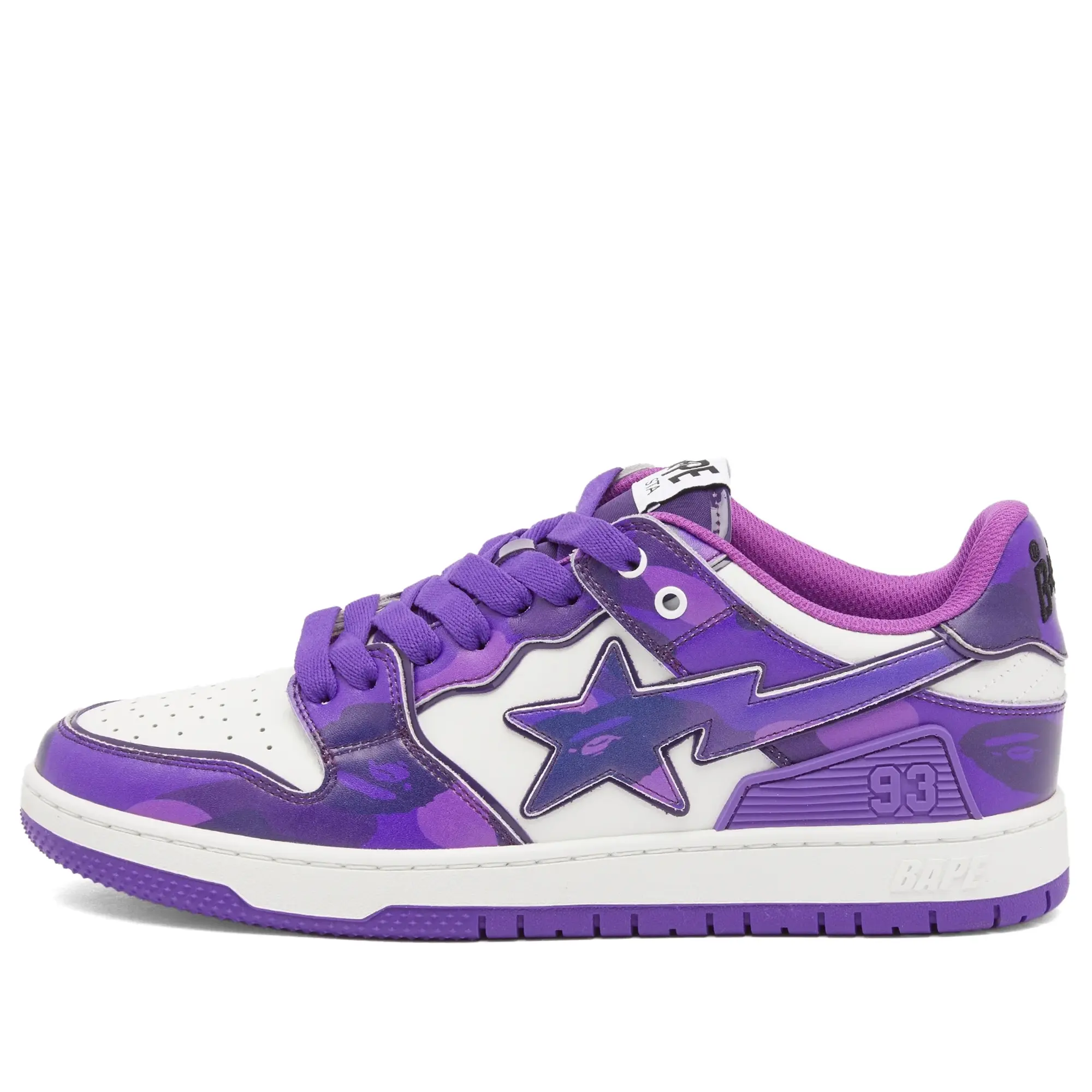 A Bathing Ape Men's Camo Leather Sk8 Sta Sneaker Purple