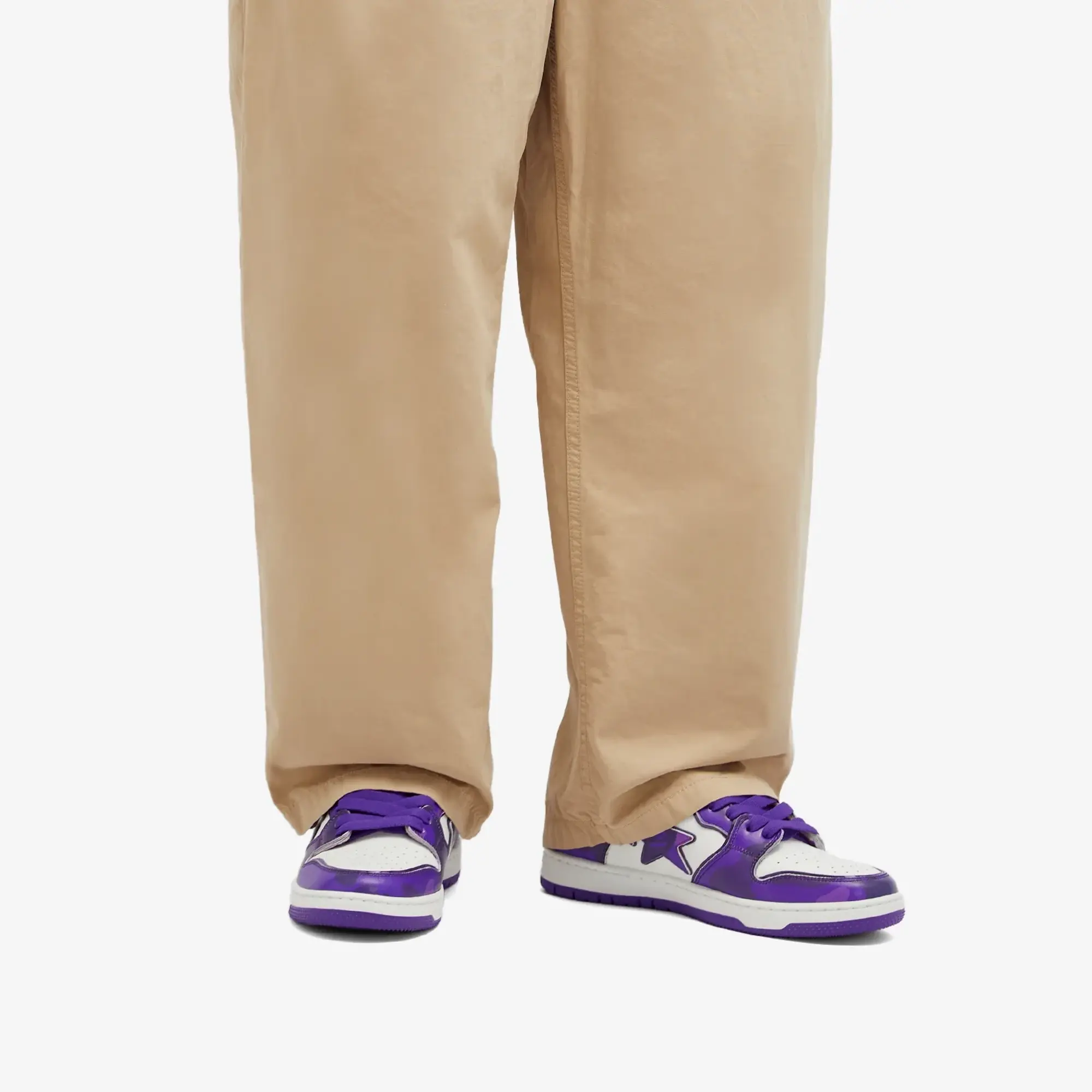 A Bathing Ape Men's Camo Leather Sk8 Sta Sneaker Purple