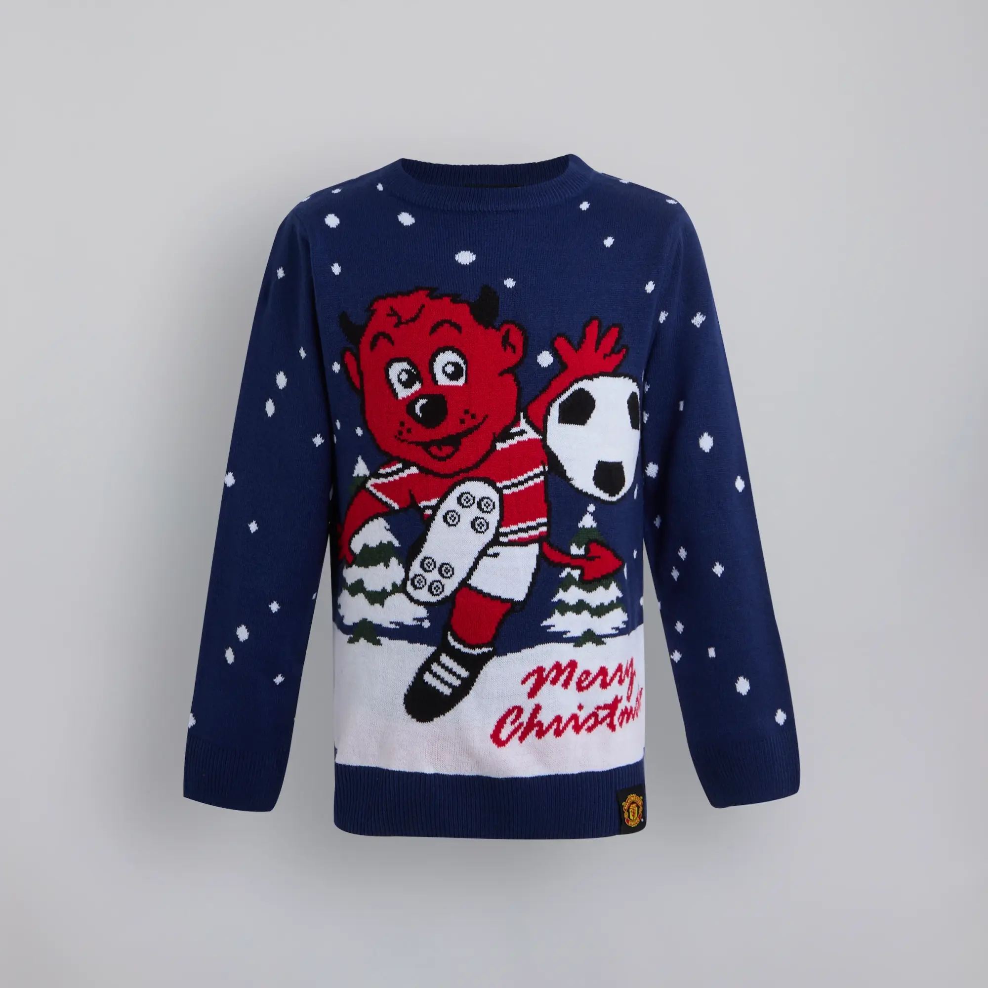 WIEBO Manchester United Kids Fred Christmas Jumper Navy