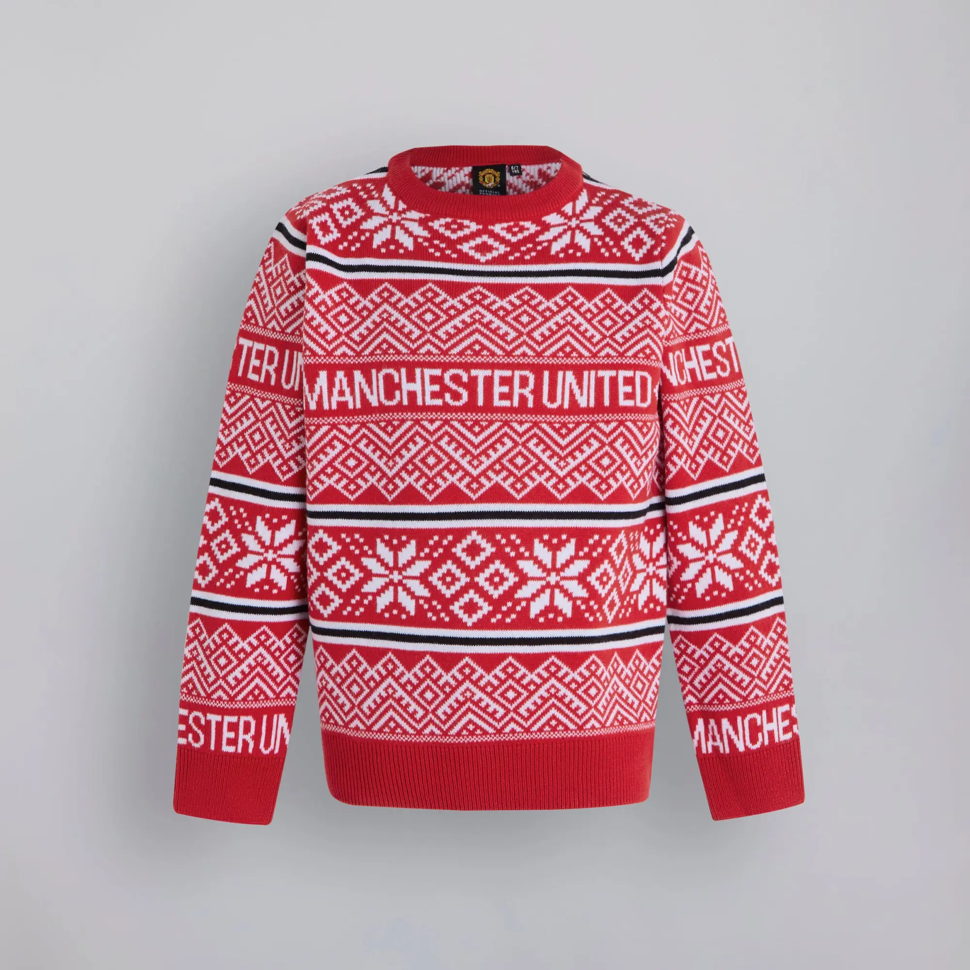 WIEBO Manchester United Kids Fairisle Christmas Jumper Red