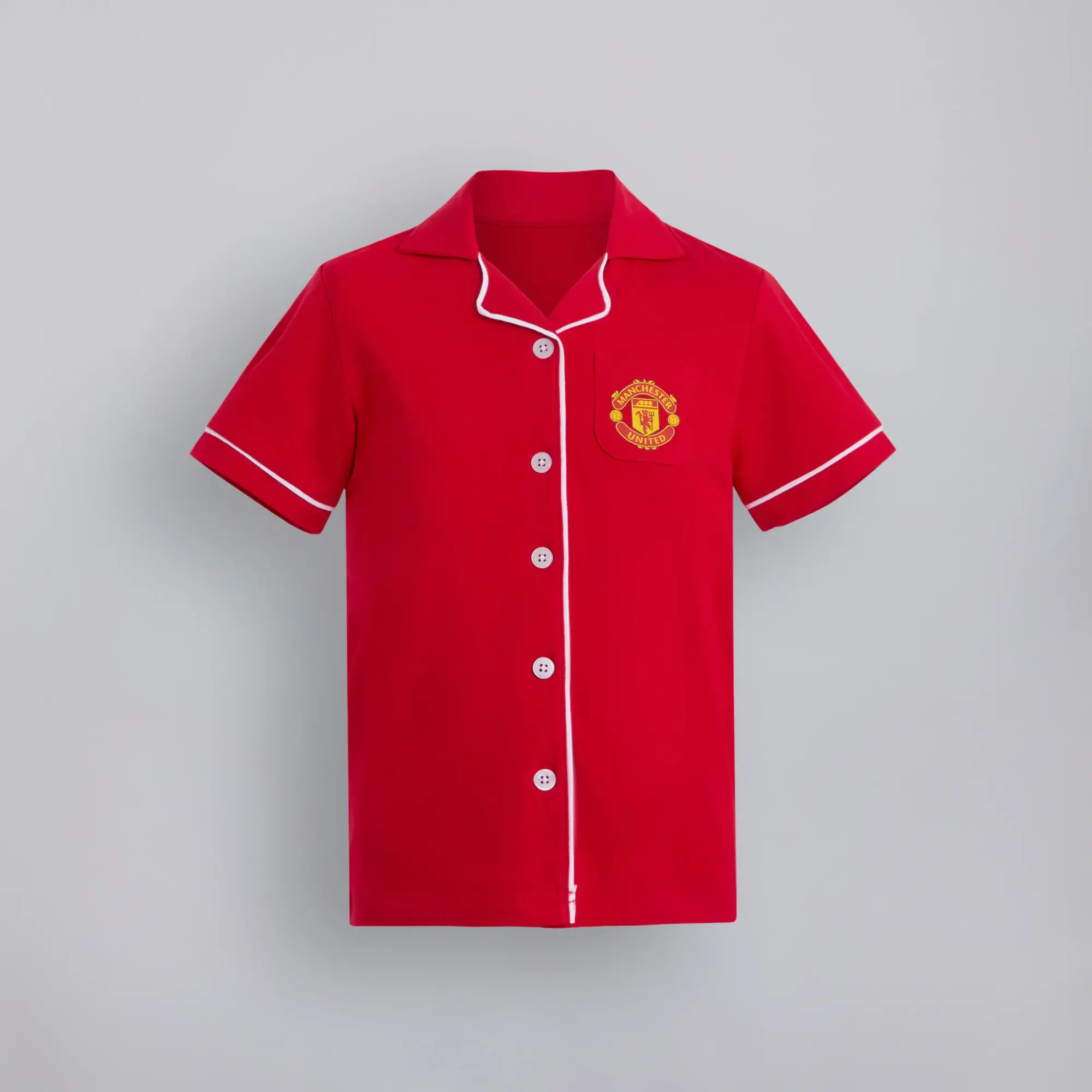 BRECREST Manchester United Girls Button Through Pyjama Set Red