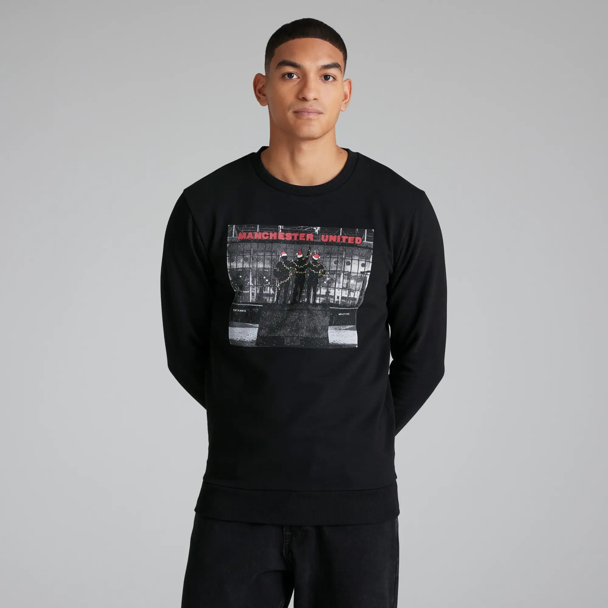 I-Tex Manchester United Adults Trinity Christmas Jumper Black