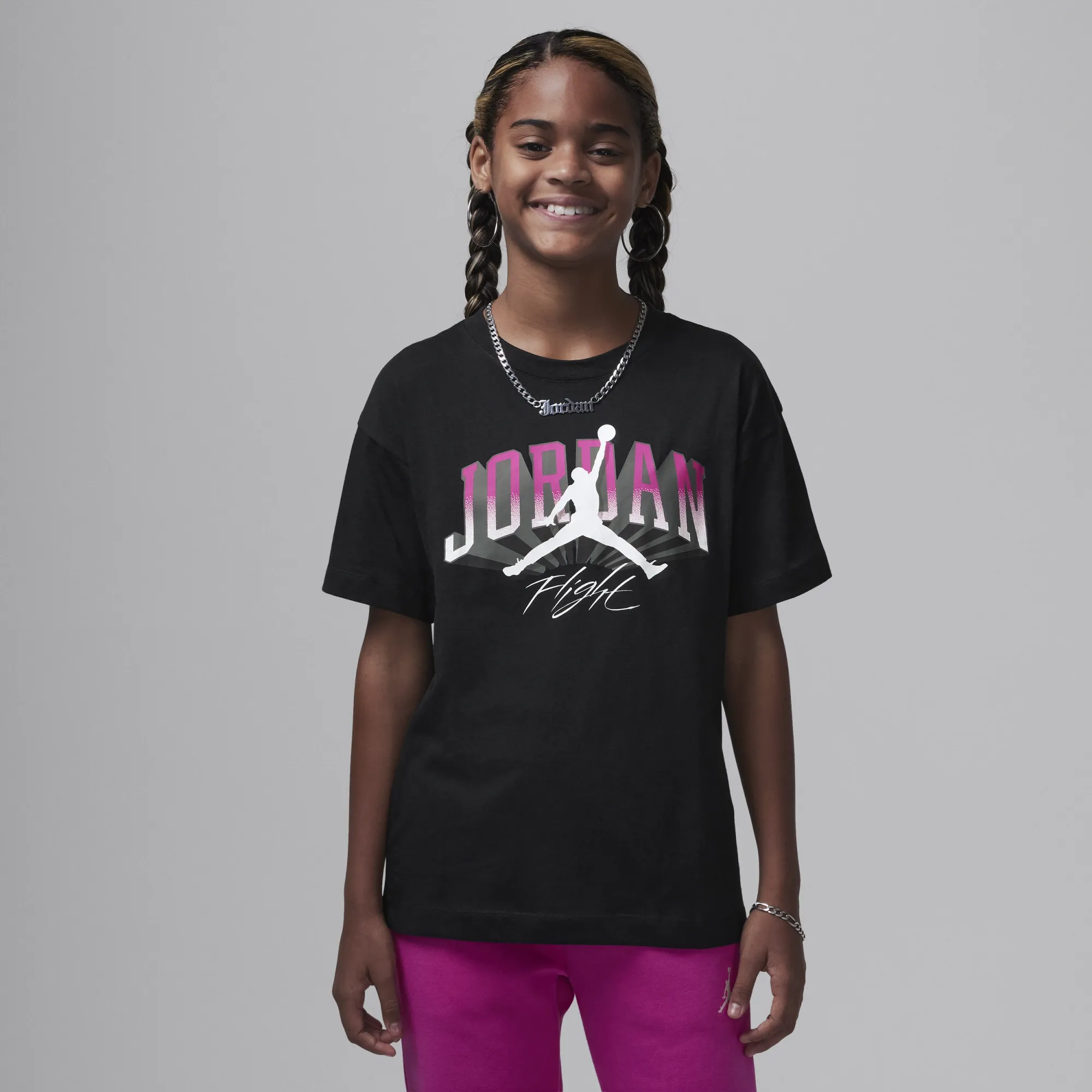 Nike Jordan Older Kids' Push Through Graphic T-Shirt - Black - Cotton
