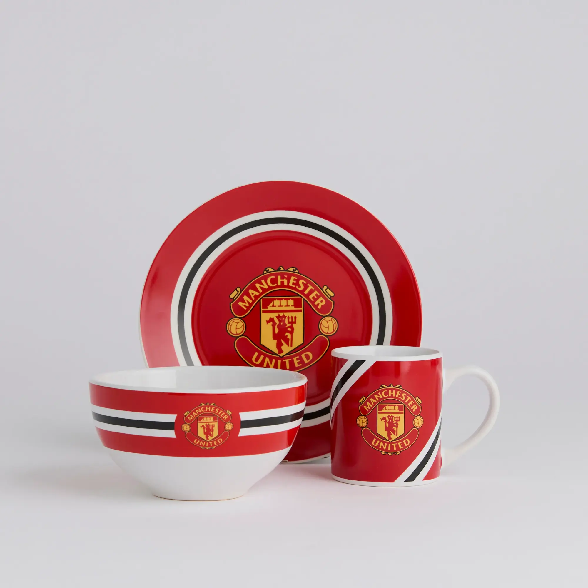 Forever Collectibles Manchester United Core Stripe Breakfast Set Red