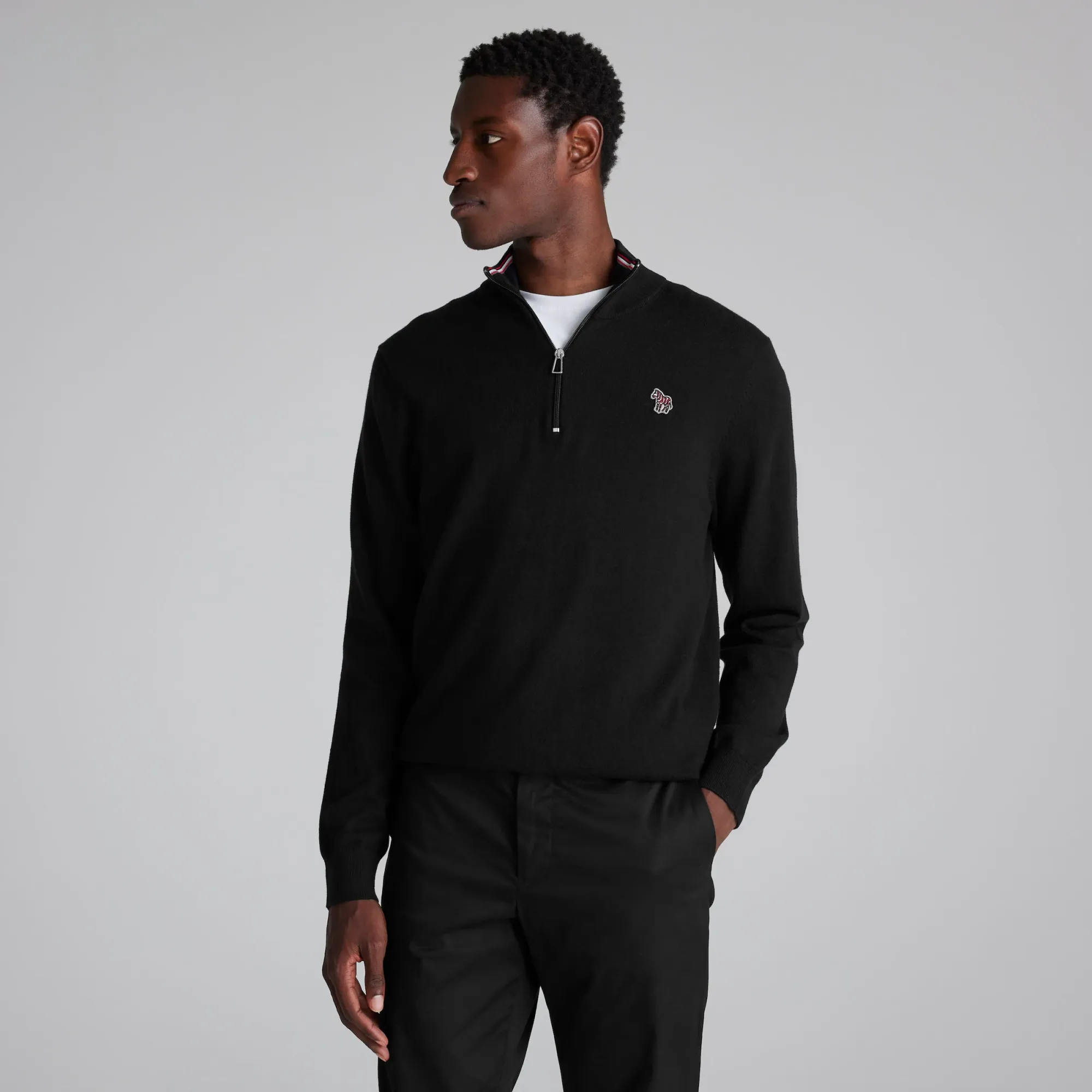 Manchester United x Paul Smith Mens Knitted 1/4 Zip Jumper Black