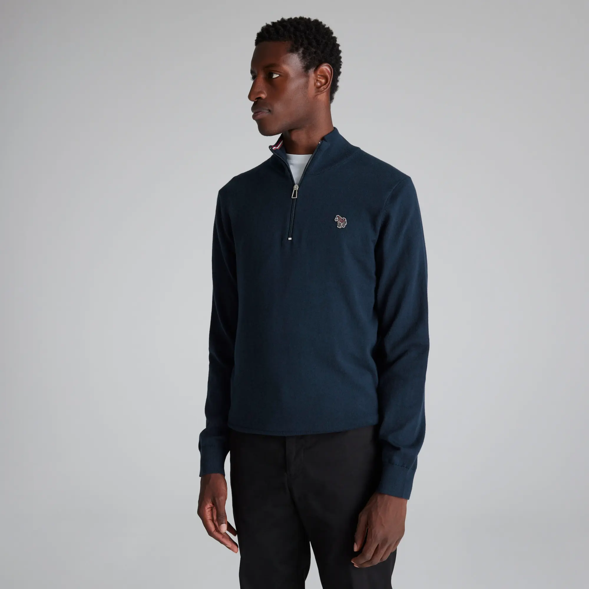 Manchester United x Paul Smith Mens Knitted 1/4 Zip Jumper Navy