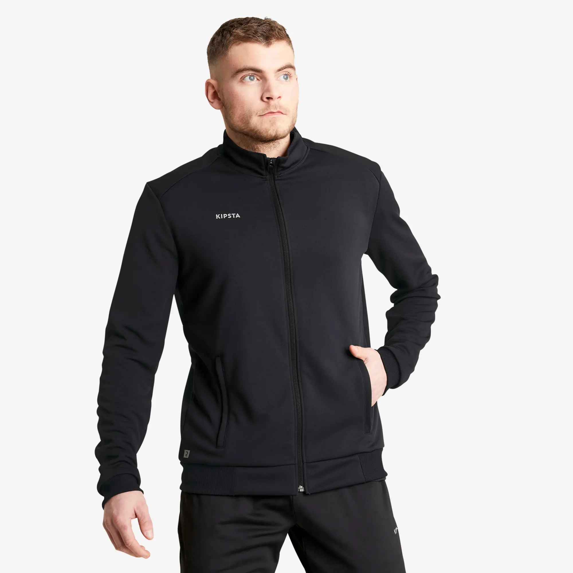 Kipsta Football Training Jacket Essential - Black/Grey