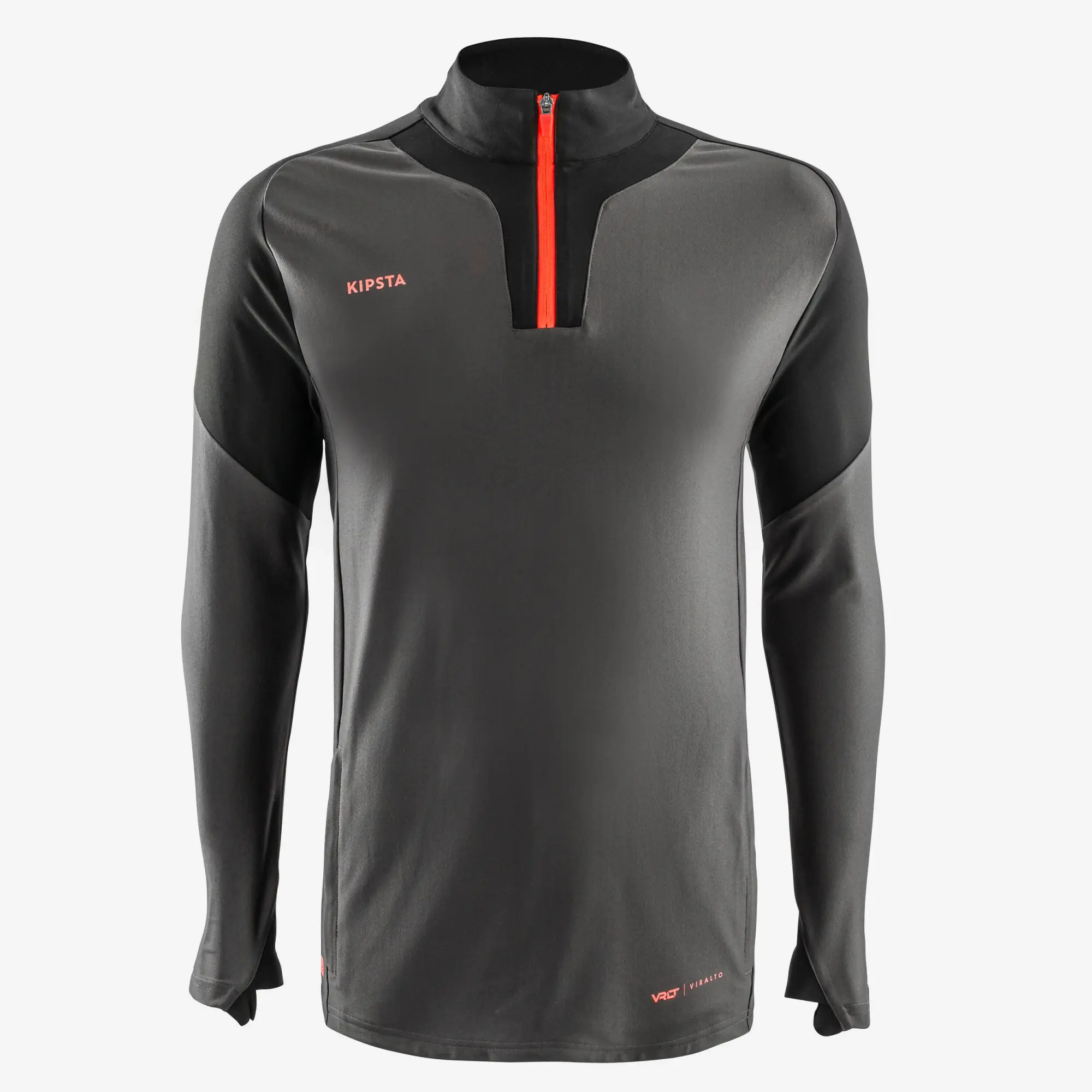 Kipsta 1/2 Zip Football Tracksuit Top Viralto Club - Carbon Grey And Black