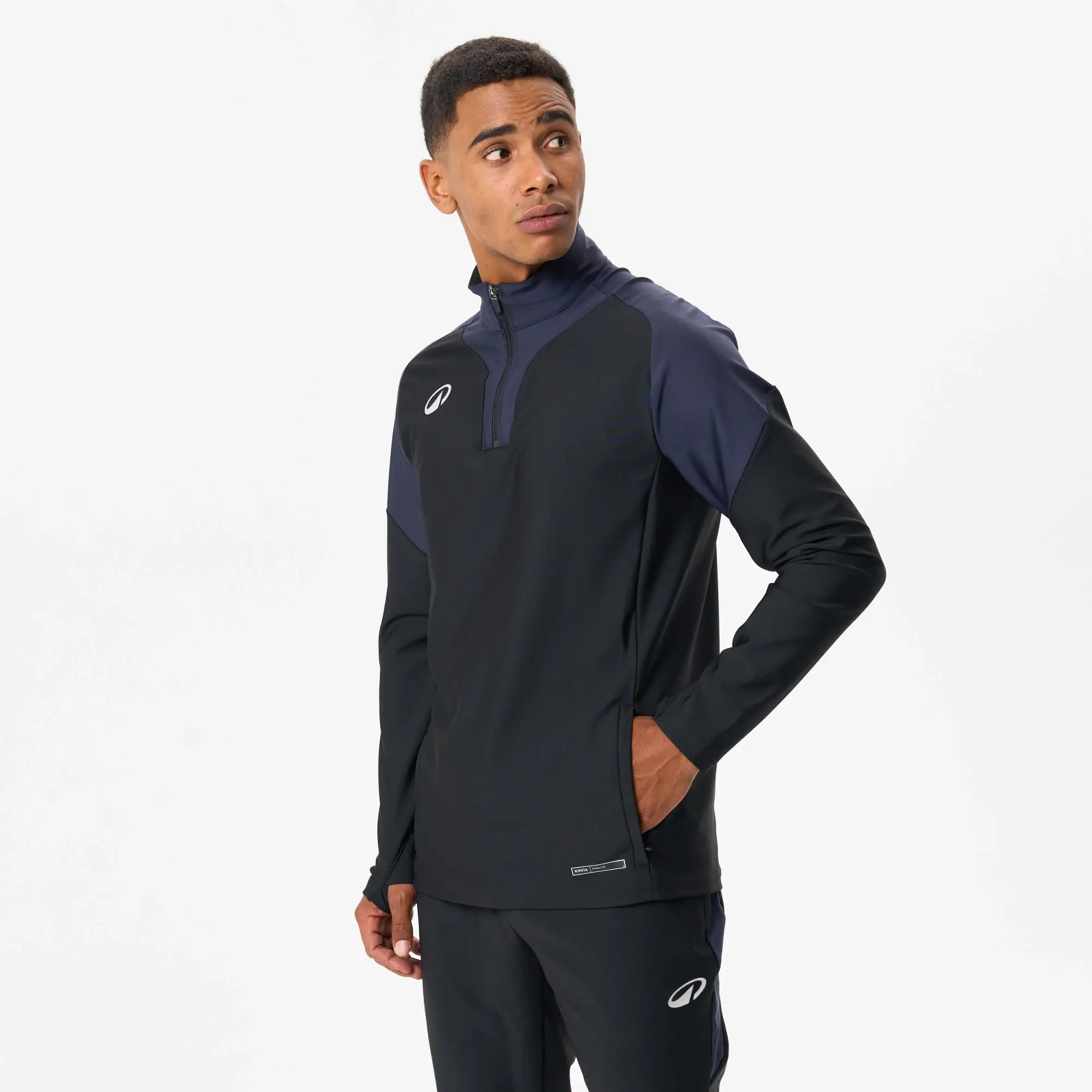 Kipsta 1/2 Zip Football Tracksuit Top Viralto Club - Carbon Grey And Black