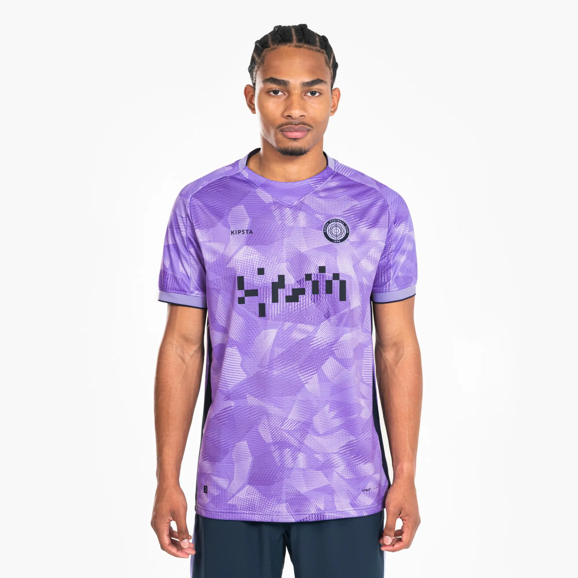 Kipsta Short-Sleeved Football Shirt Viralto Ii - Parma Navy And Neon Purple