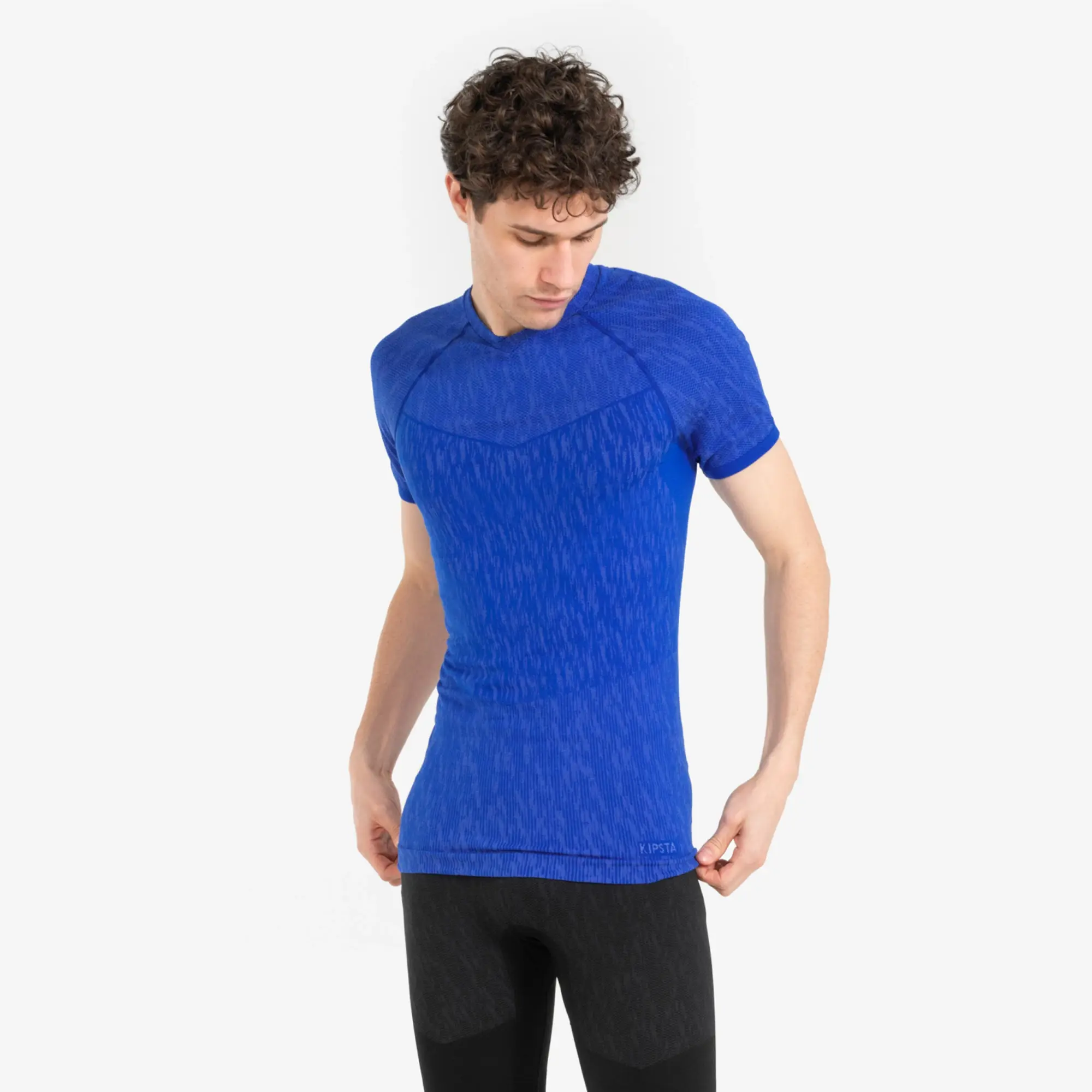 Kipsta Adult Short-Sleeved Thermal Base Layer Top Keepdry - Indigo Blue