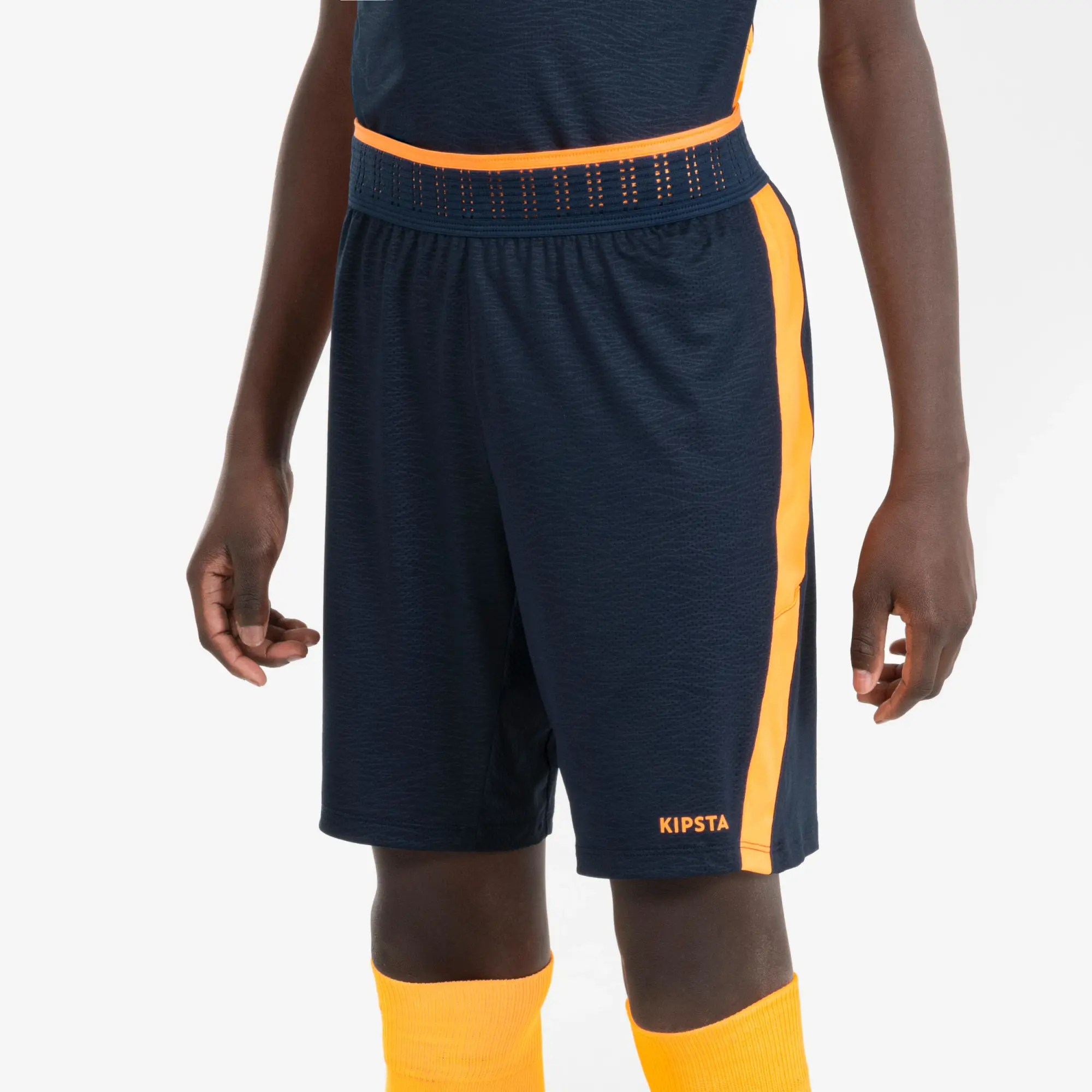 Kipsta Kids' Football Shorts Clr - Navy & Orange
