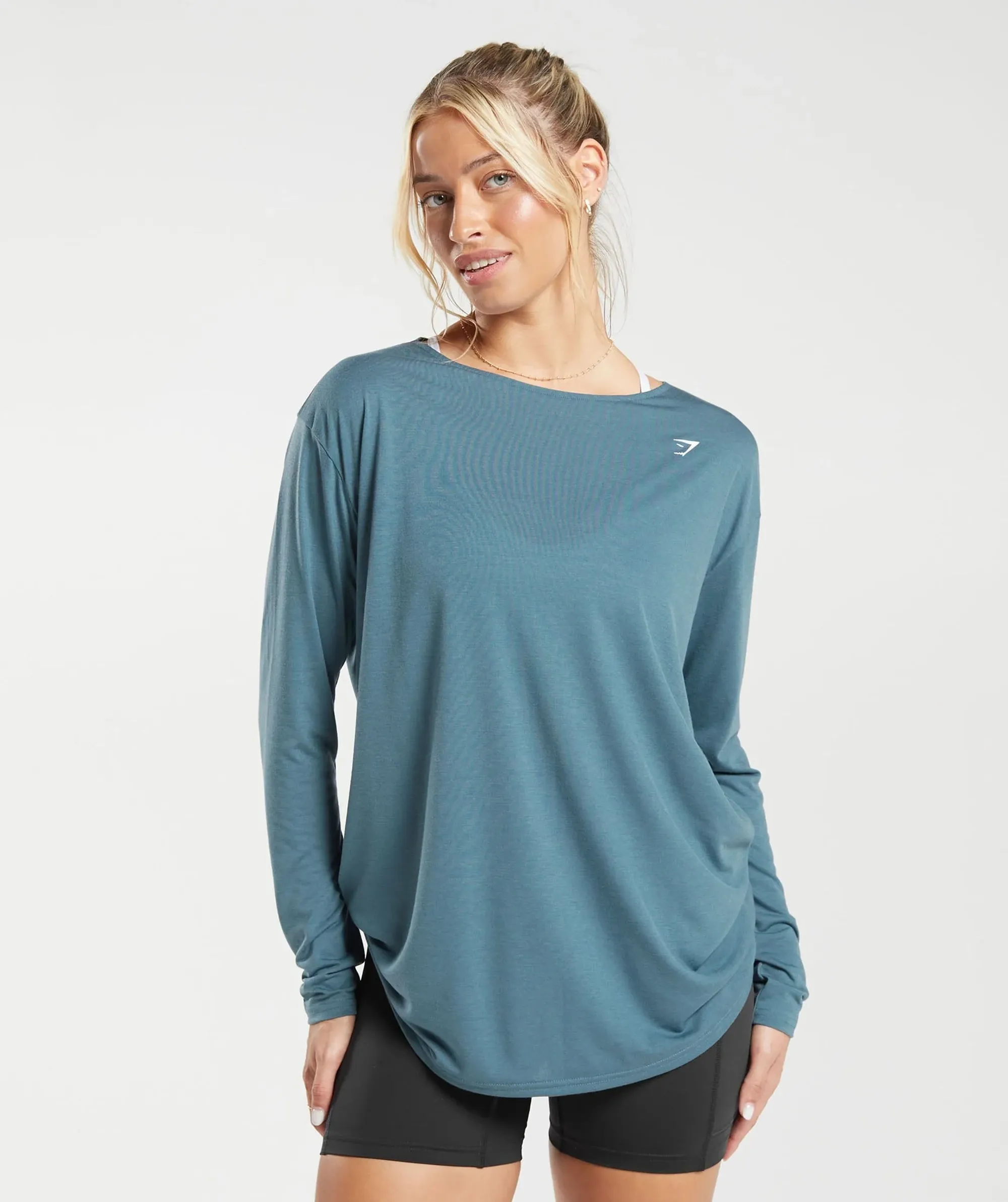 Gymshark Super Soft Cut-Out Long Sleeve Top - Denim Teal