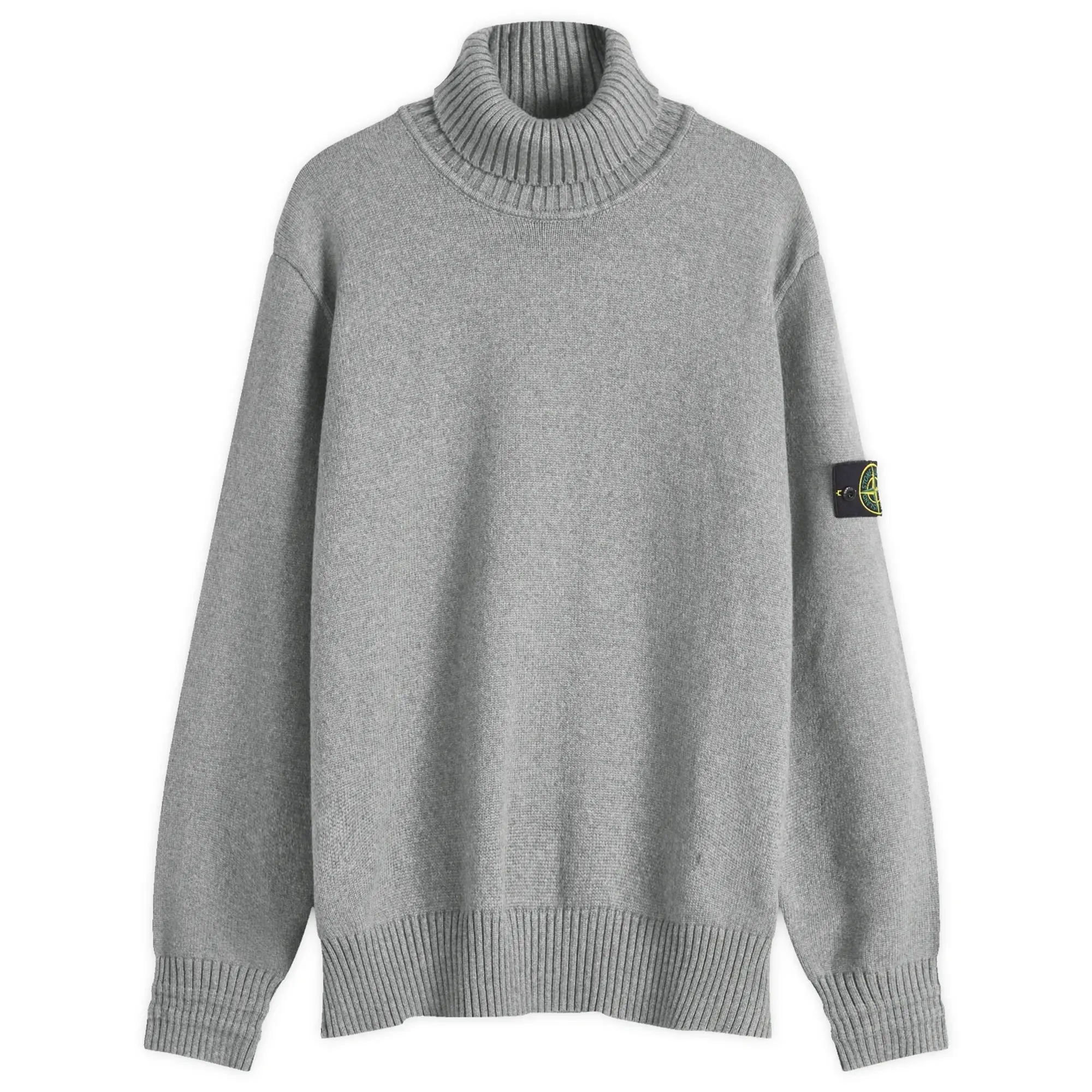 Stone Island Men's Winter Cotton Turtle Neck Knit Melange Grey