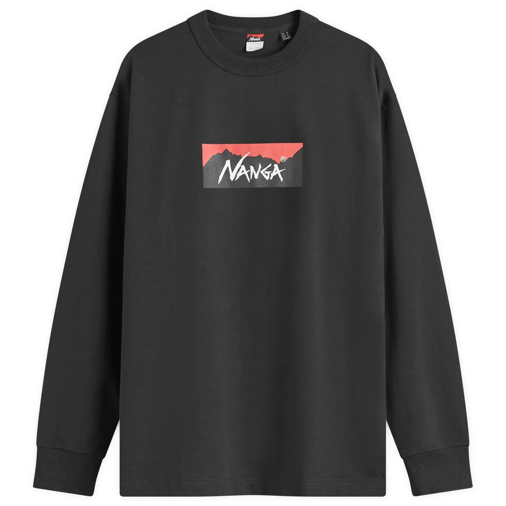 Nanga Men's Long Sleeve Eco Hybrid Box Logo T-Shirt Black