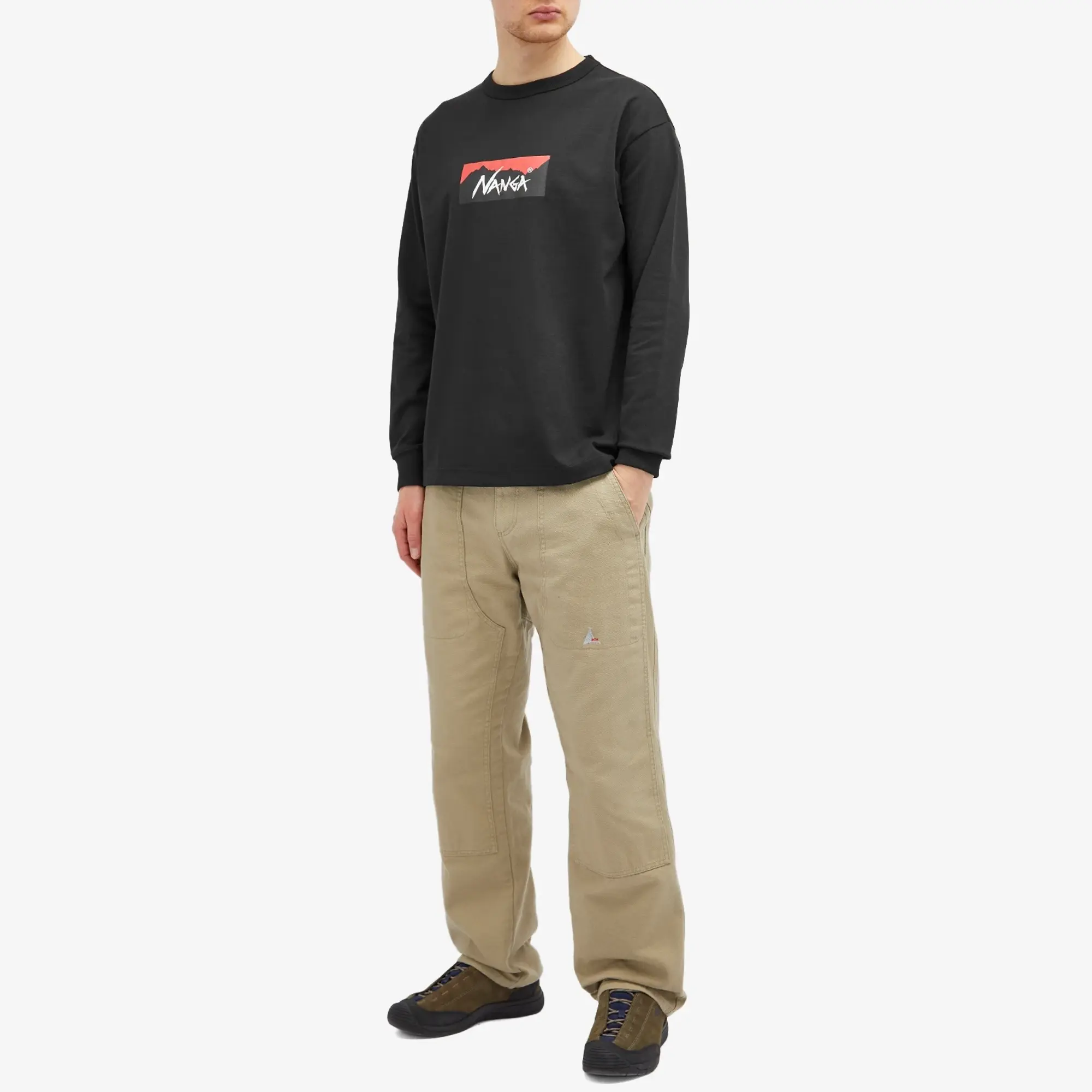 Nanga Men's Long Sleeve Eco Hybrid Box Logo T-Shirt Black