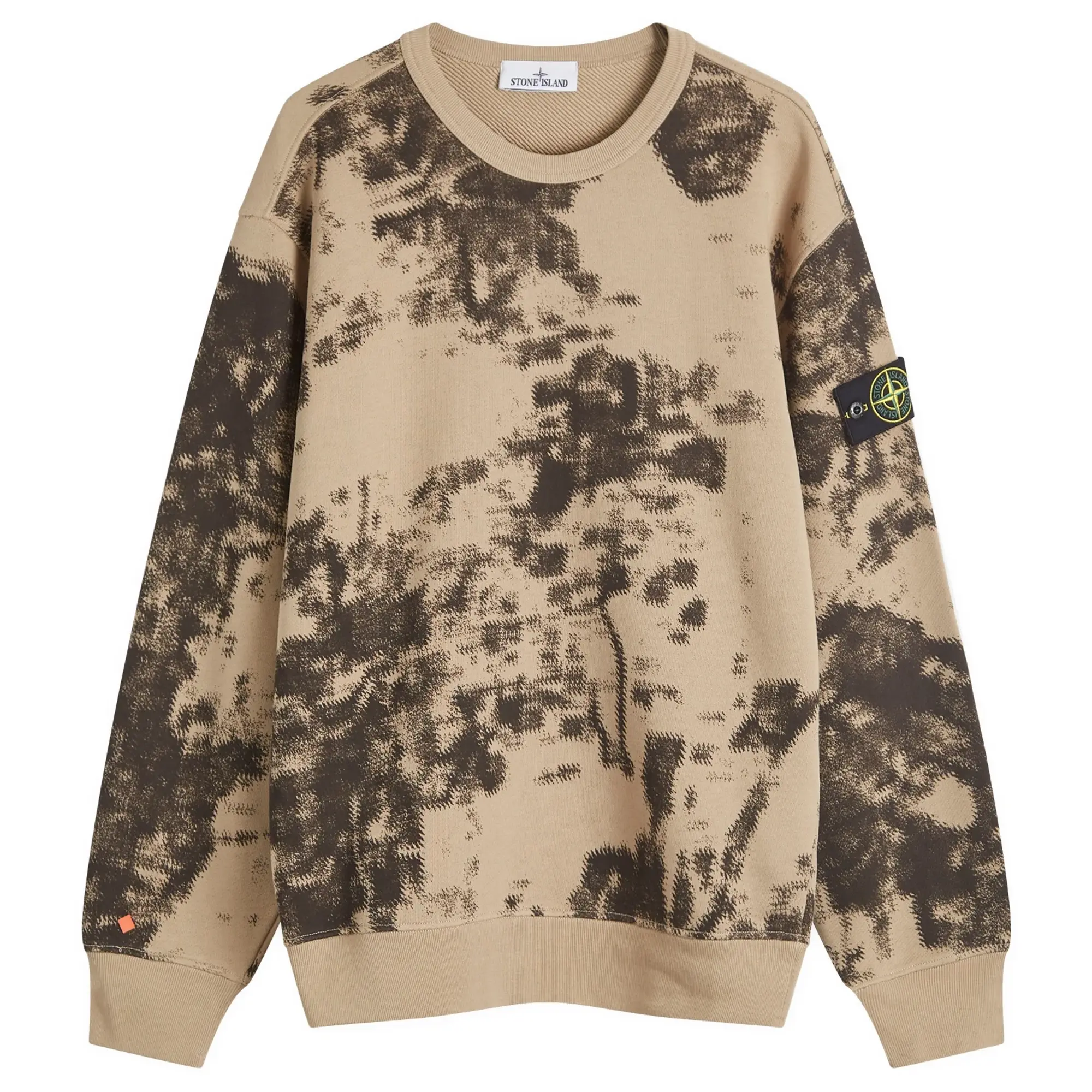 Stone Island Men's Earth Mapping Camo Crew Neck Sweatshirt Dove Grey