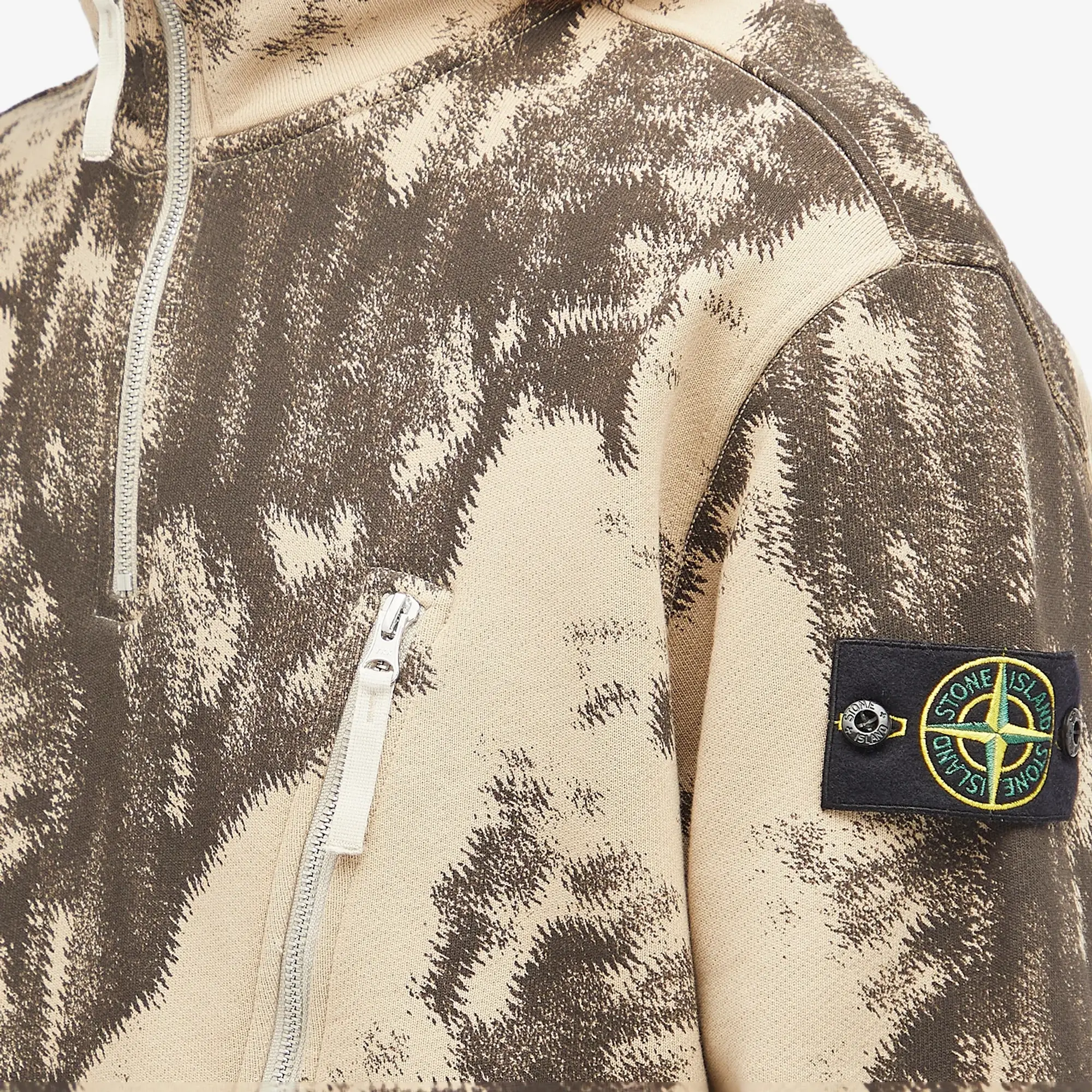 Stone Island Men's Earth Mapping Camo Half Zip Sweatshirt Dove Grey