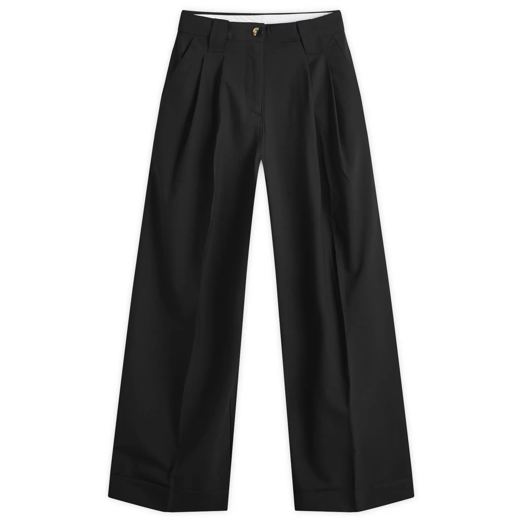 GANNI Women's Drapey Melange Loose Mid Waist Pants Black