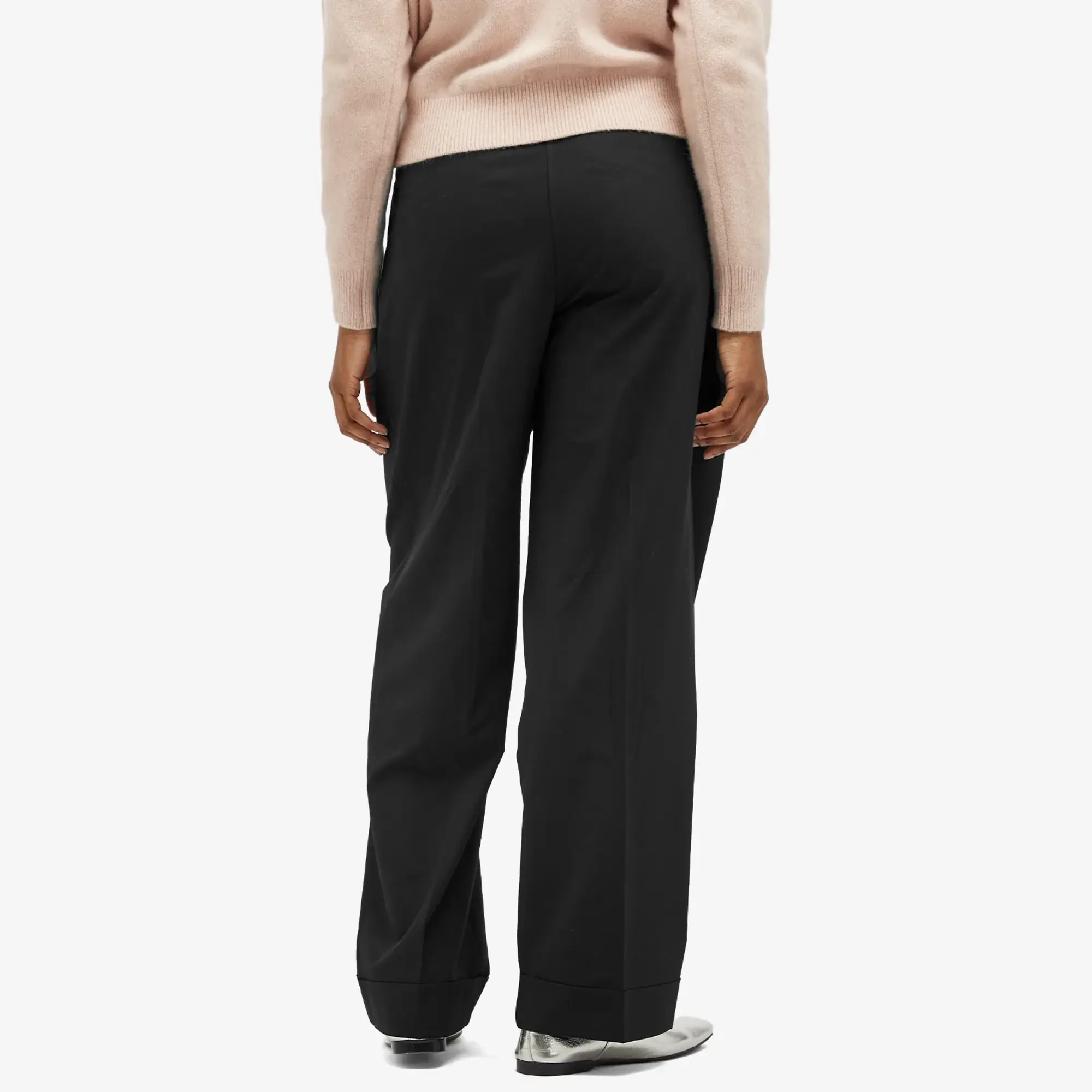 GANNI Women's Drapey Melange Loose Mid Waist Pants Black