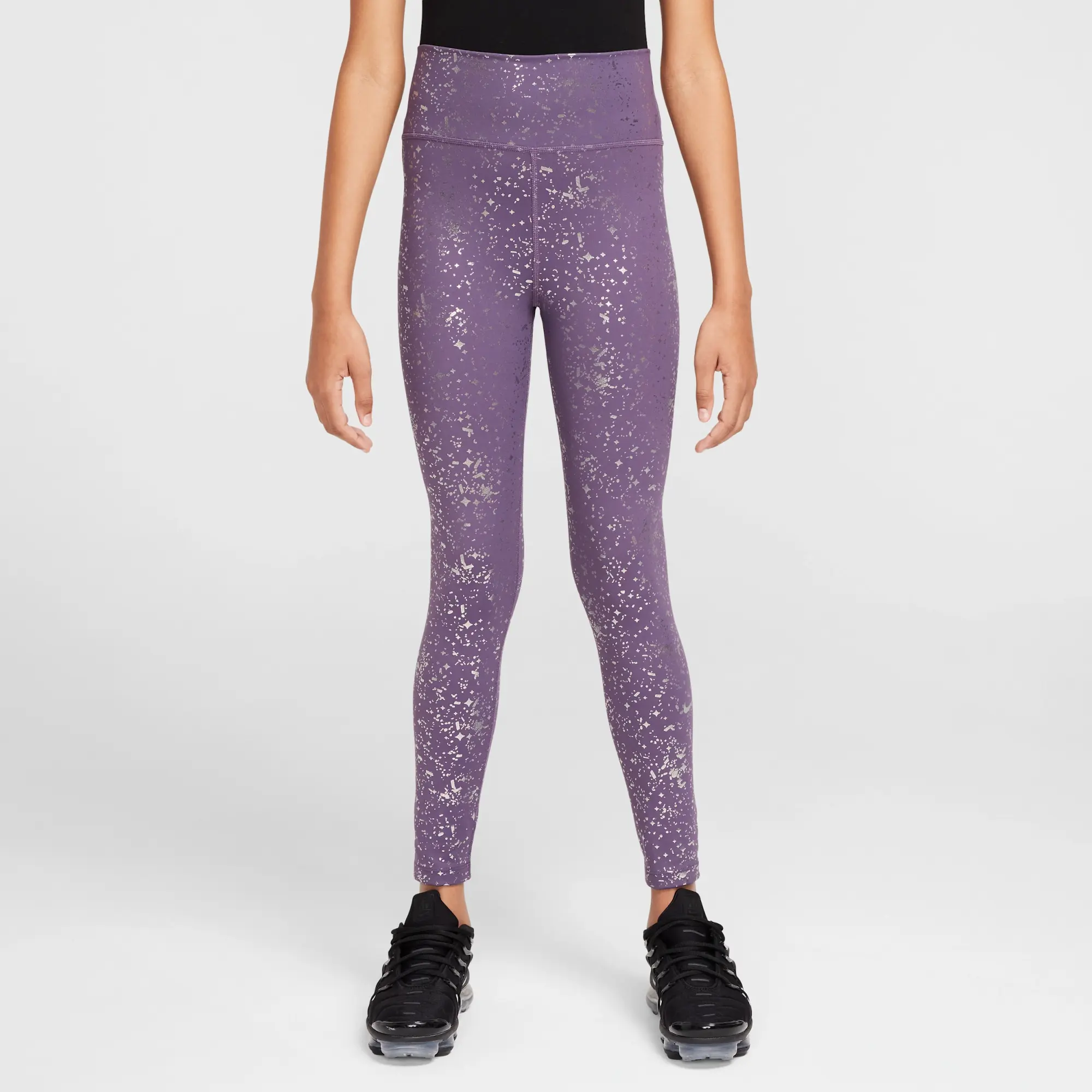 Nike One Older Kids' (Girls') Dri-FIT High-Waisted Leggings - Purple - Polyester/Elastane