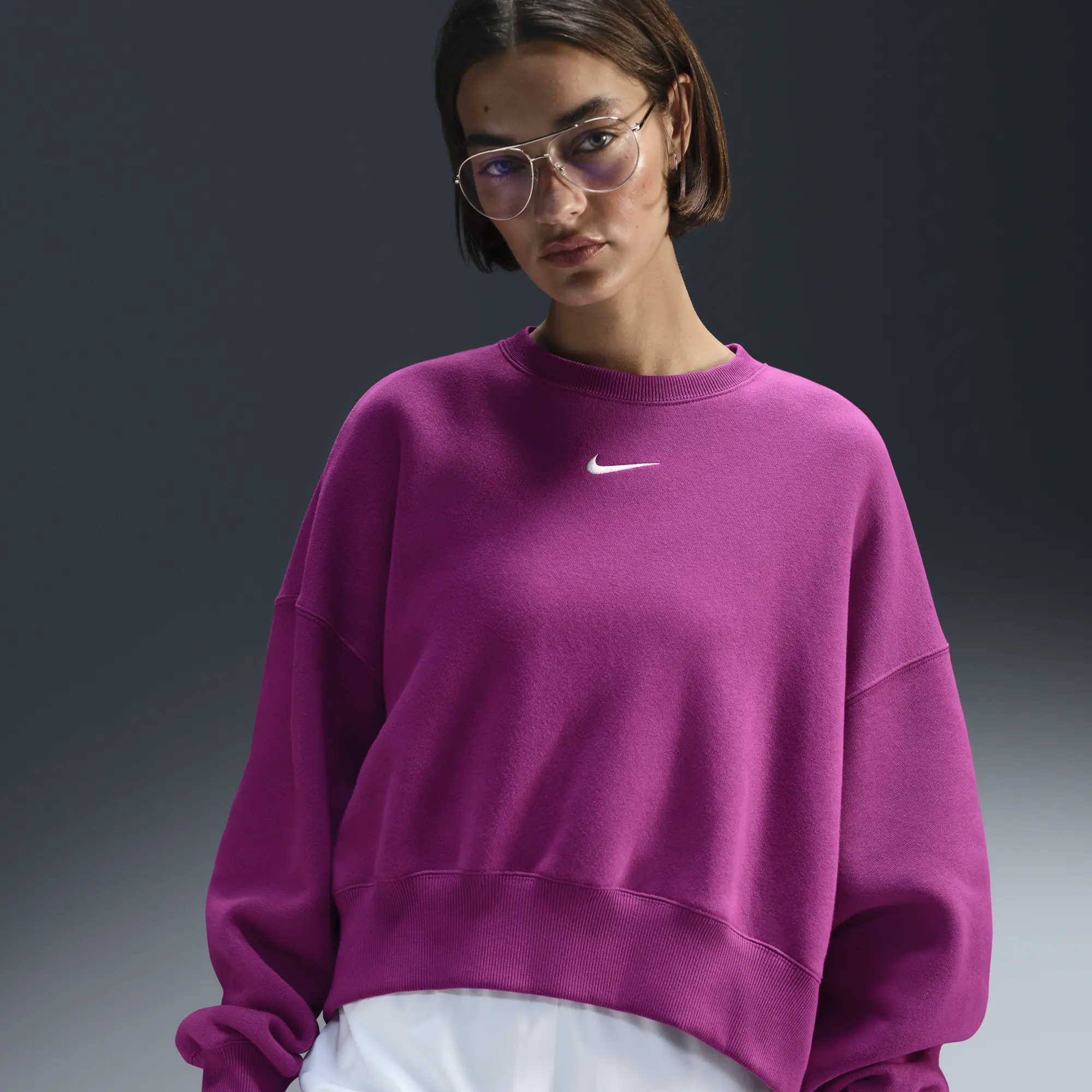 Nike Phoenix Fleece Oversized Sweatshirt In Purple