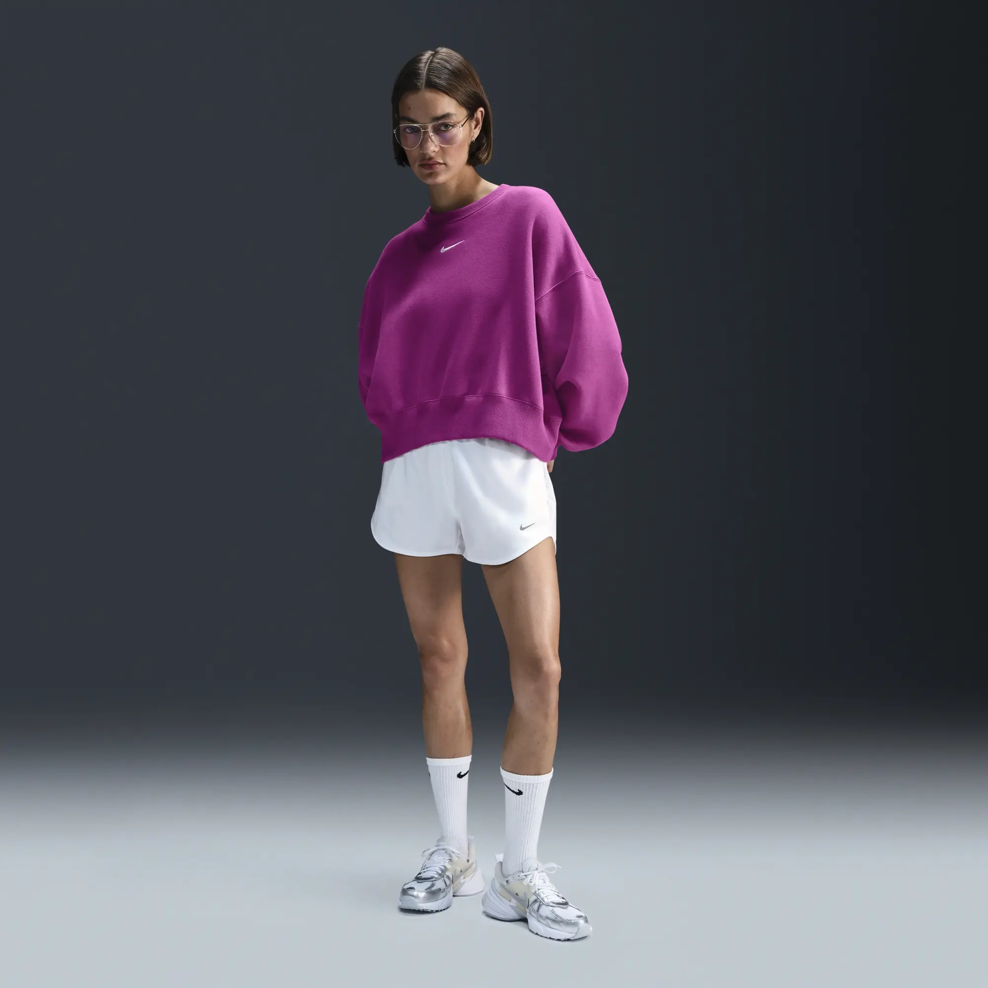 Nike Phoenix Fleece Oversized Sweatshirt In Purple