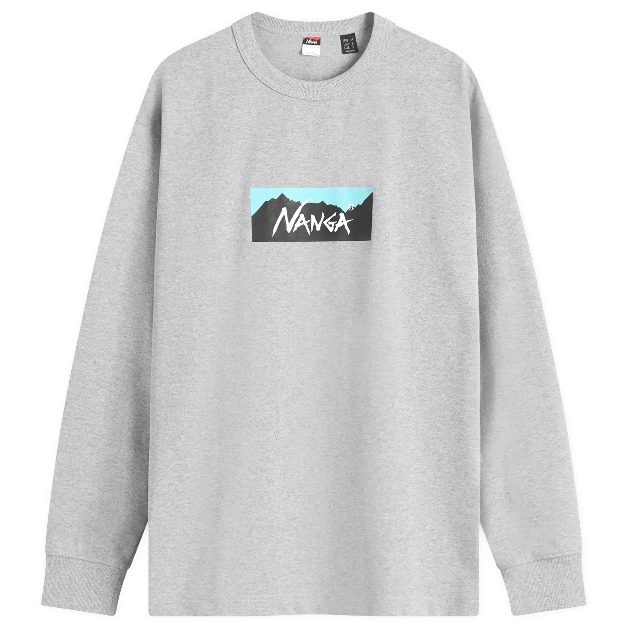 Nanga Men's Long Sleeve Eco Hybrid Box Logo T-Shirt Light Grey