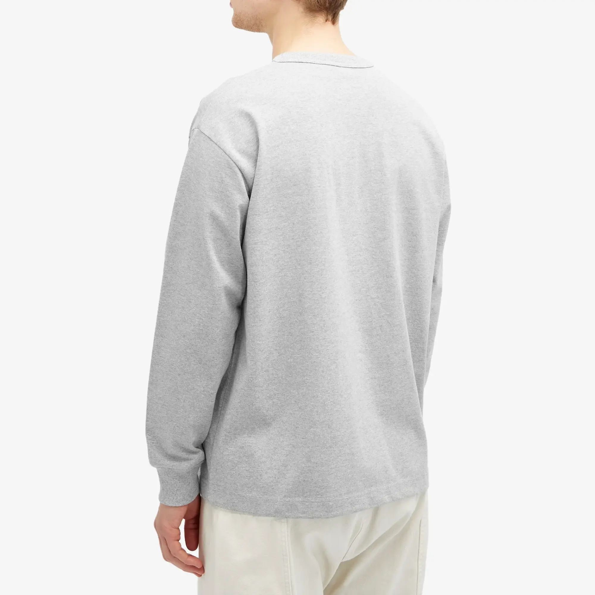 Nanga Men's Long Sleeve Eco Hybrid Box Logo T-Shirt Light Grey