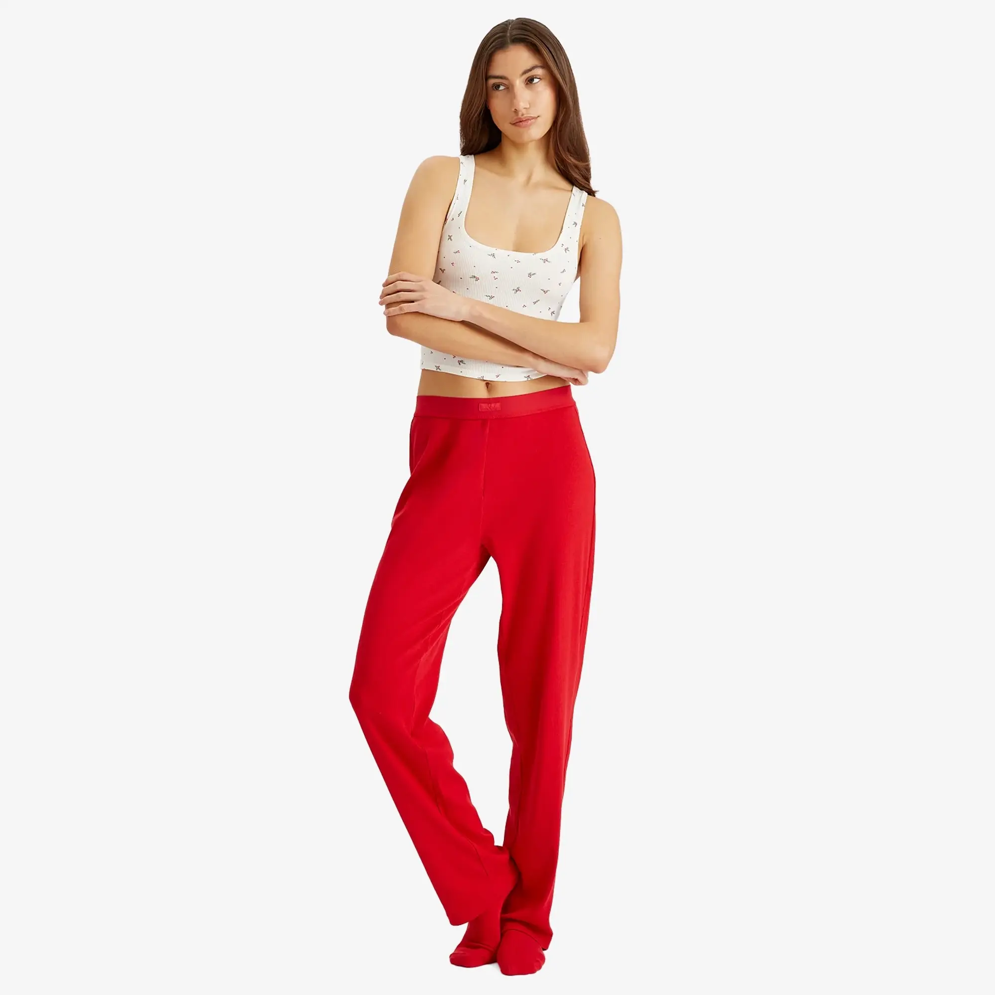 SKIMS Women's Cotton Rib Pant Cranberry