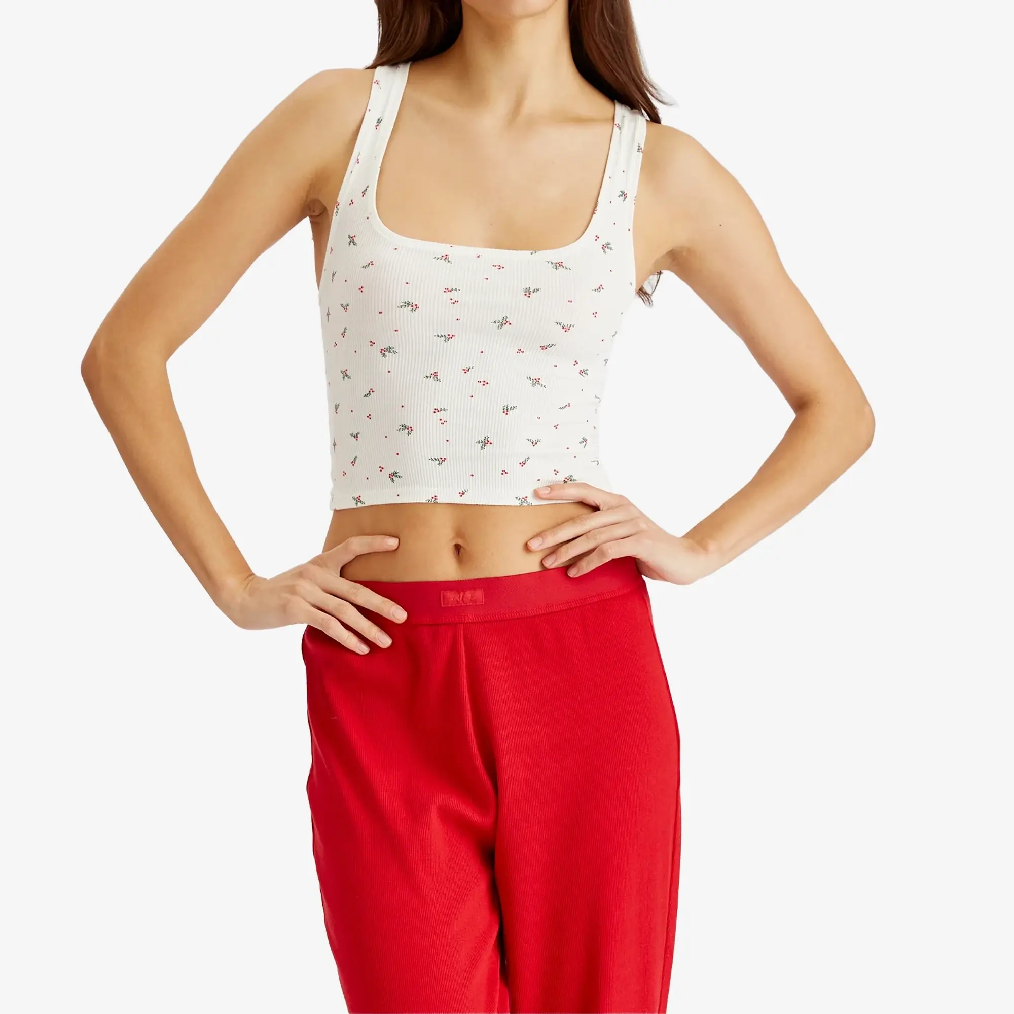 SKIMS Women's Cotton Rib Pant Cranberry