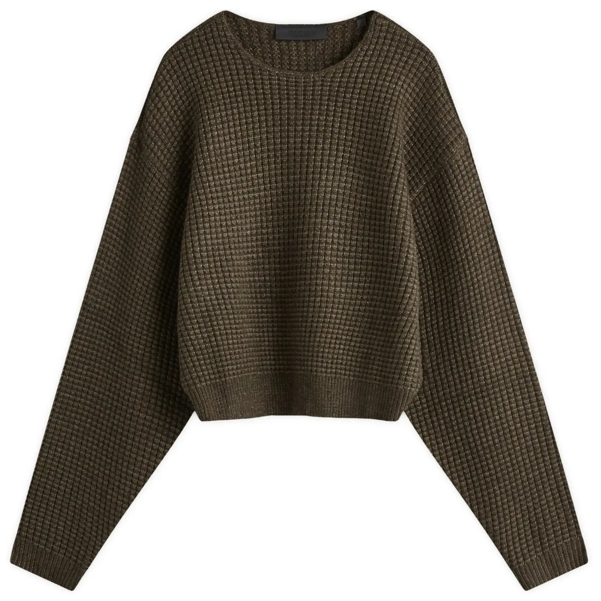 Fear of God ESSENTIALS Women's Heavy Waffle Cropped Sweatshirt Brown