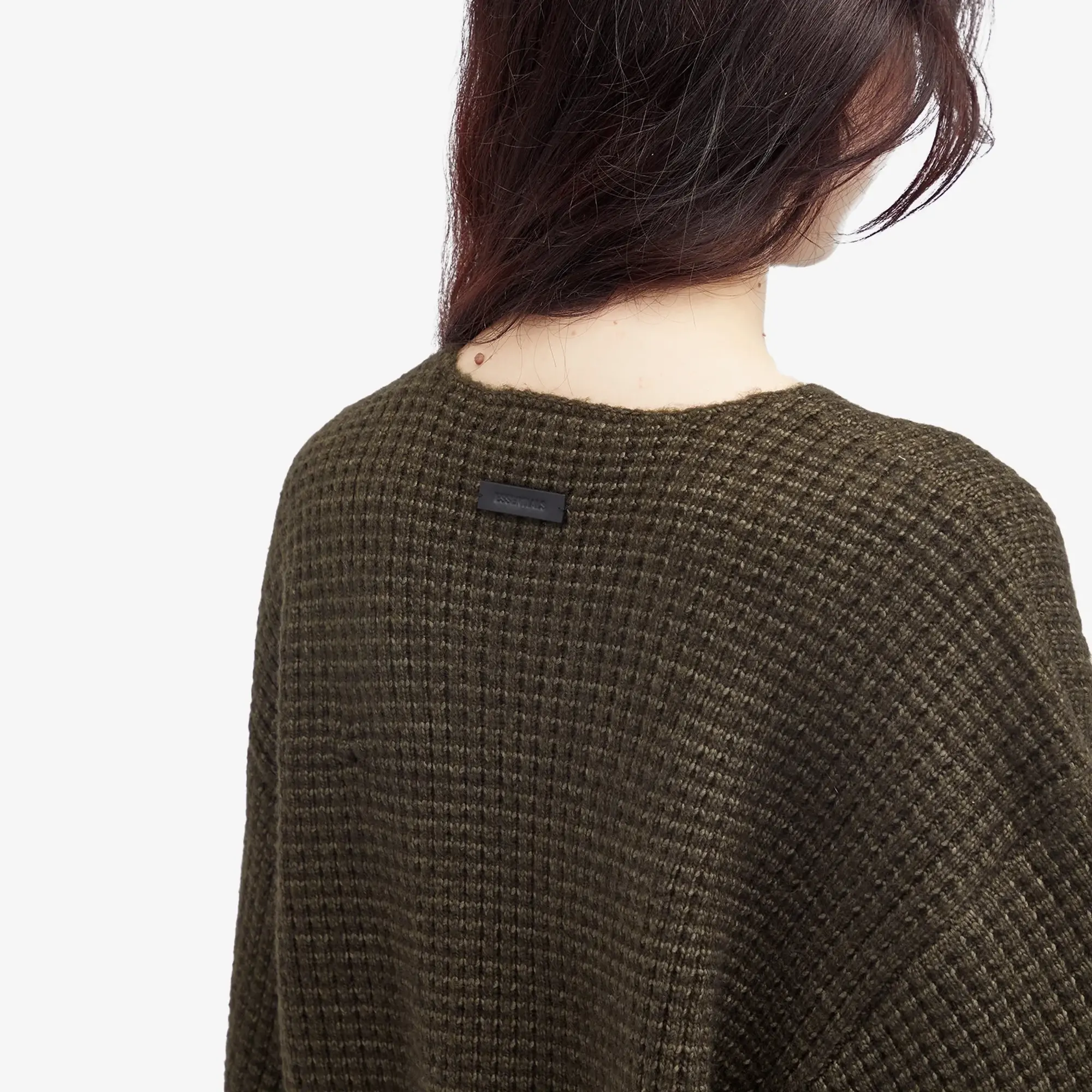 Fear of God ESSENTIALS Women's Heavy Waffle Cropped Sweatshirt Brown