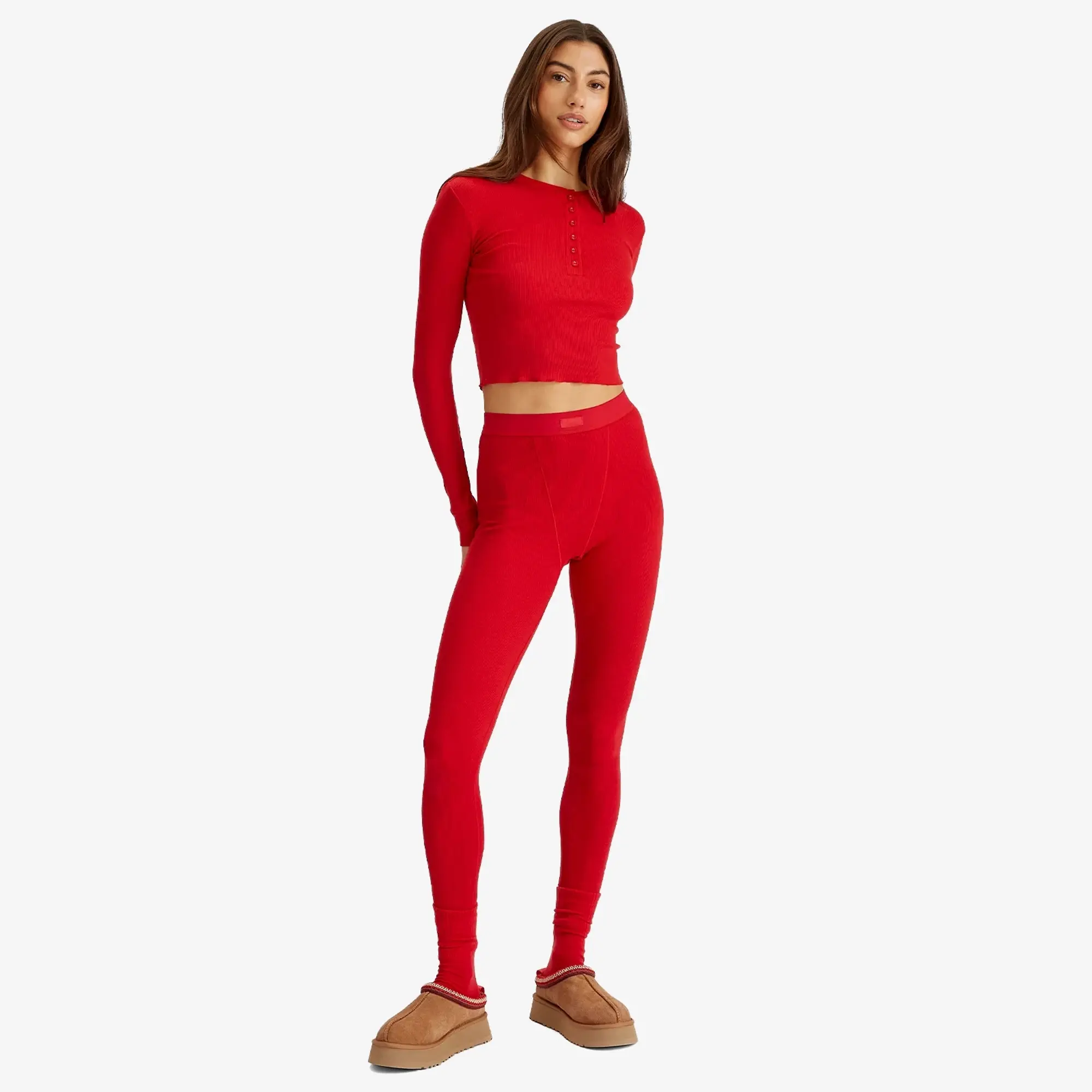 SKIMS Women's Cotton Rib Legging Cranberry