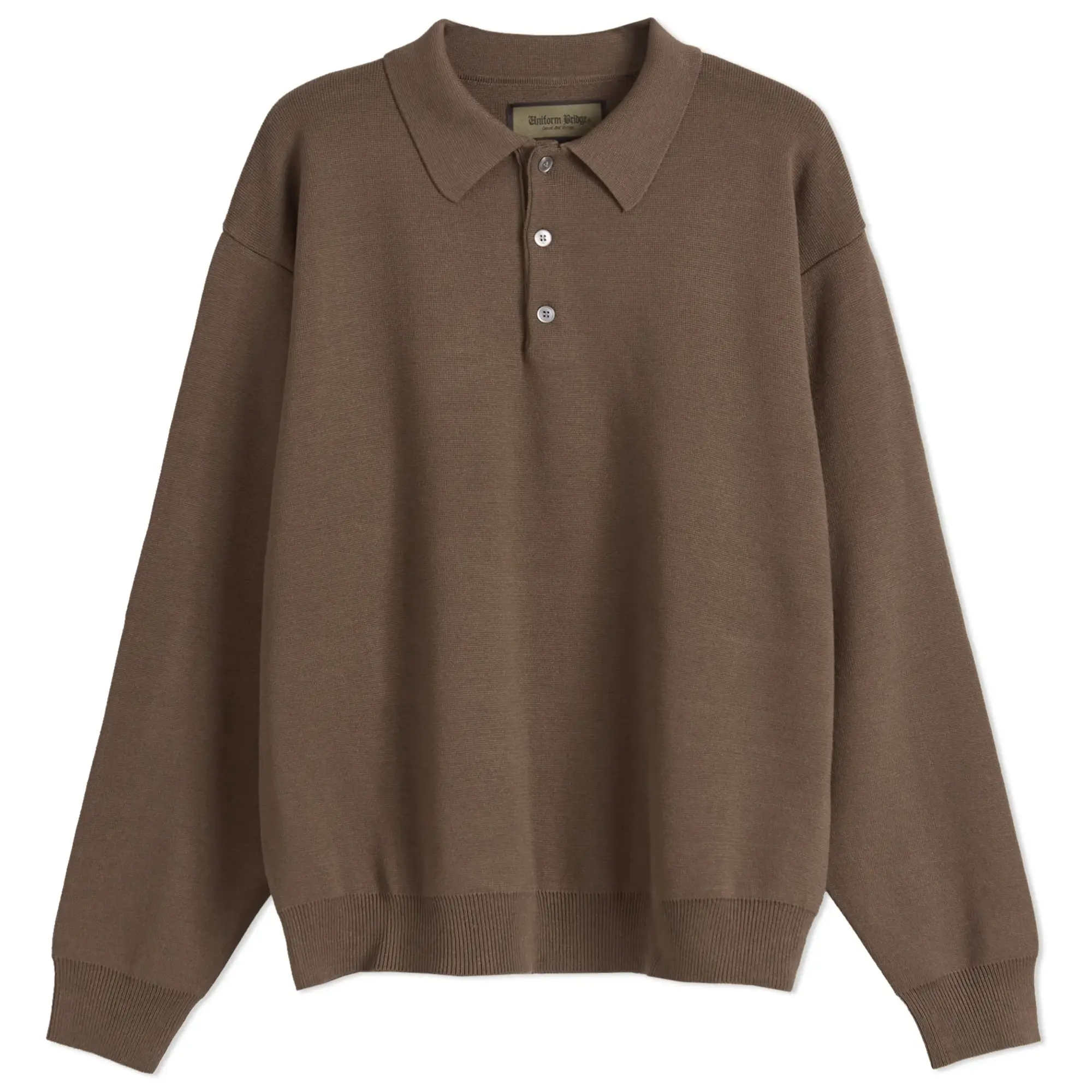 Uniform Bridge Men's Knitted Polo Shirt Brown
