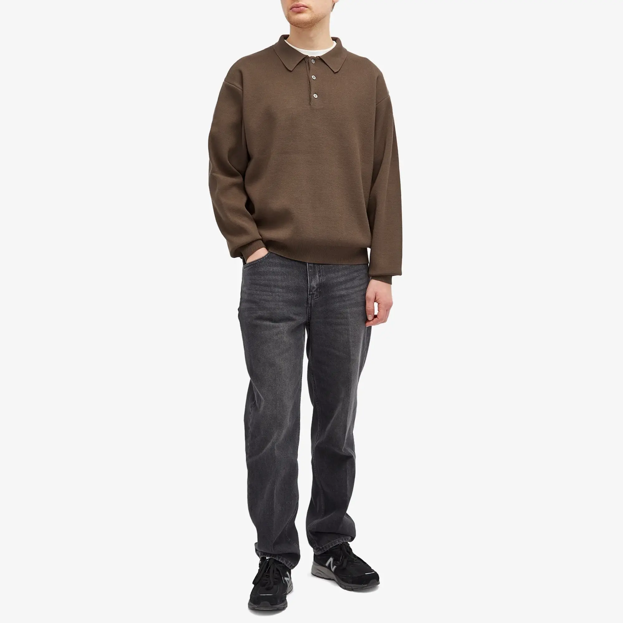 Uniform Bridge Men's Knitted Polo Shirt Brown