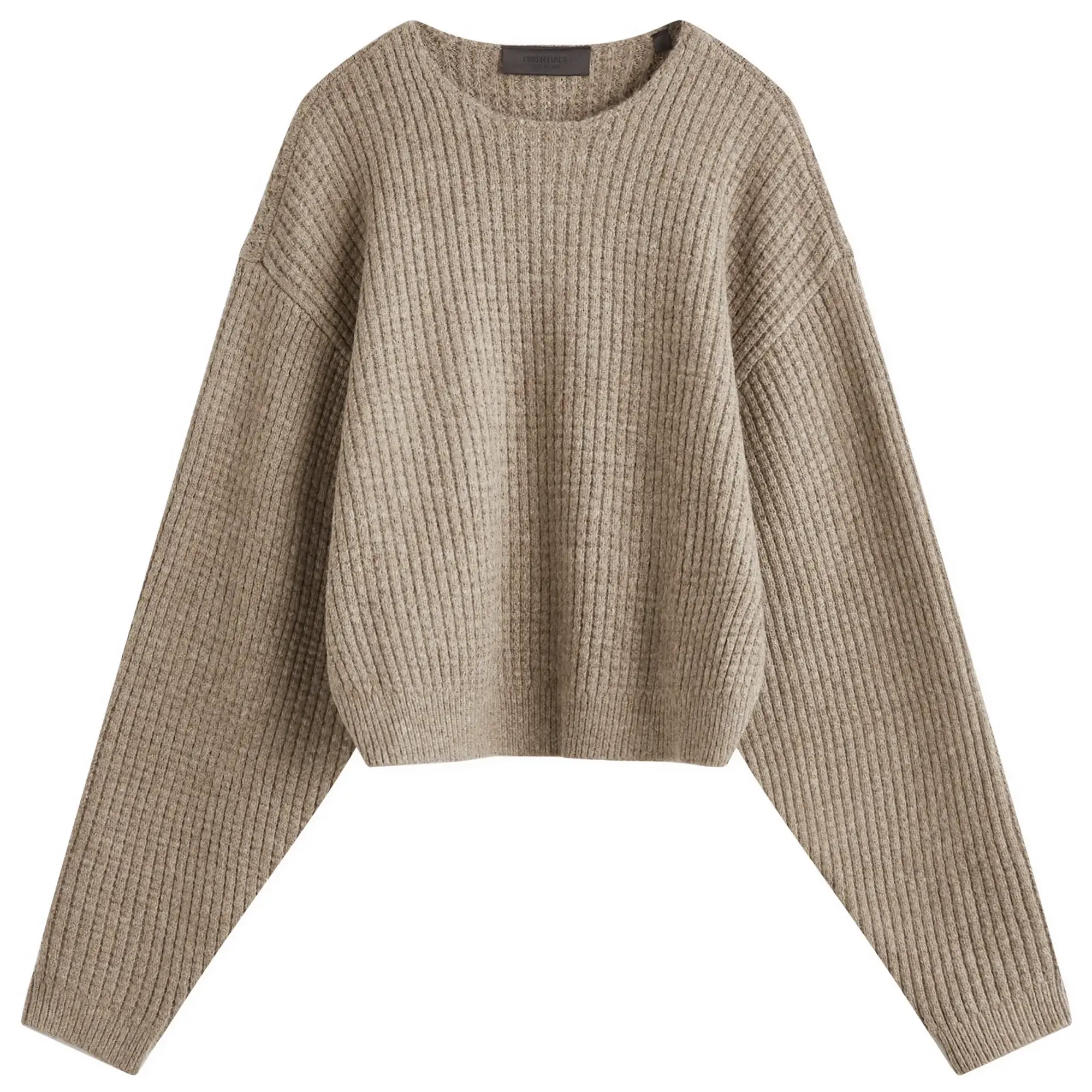 Fear of God ESSENTIALS Women's Heavy Waffle Cropped Sweatshirt Heather Gray