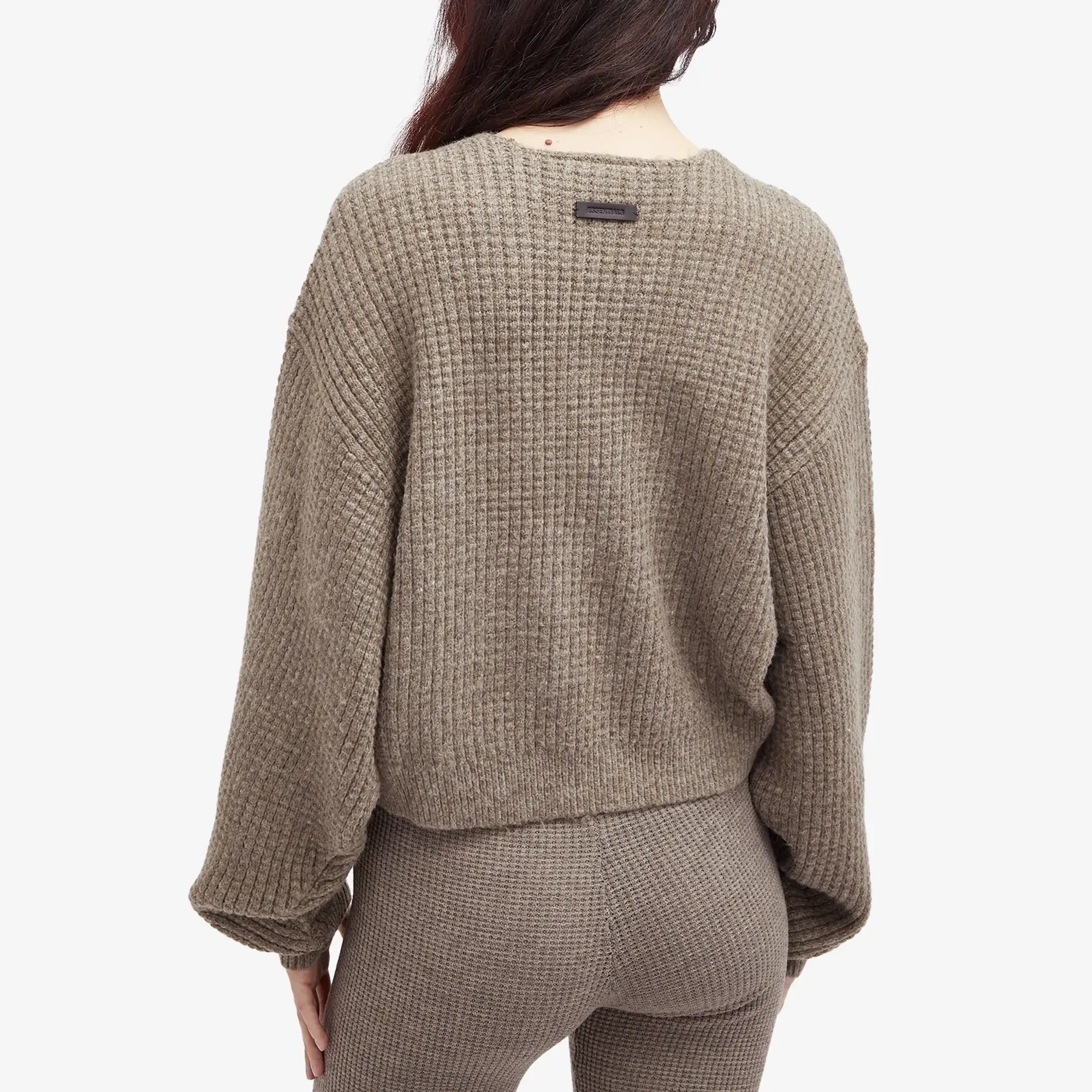 Fear of God ESSENTIALS Women's Heavy Waffle Cropped Sweatshirt Heather Gray