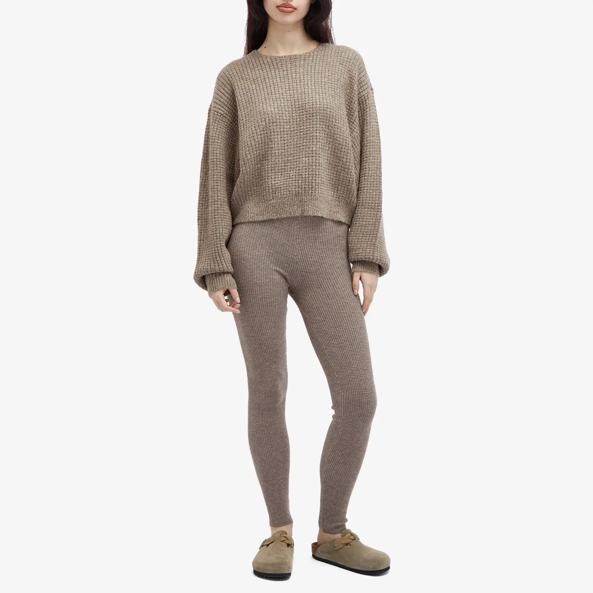 Fear of God ESSENTIALS Women's Heavy Waffle Cropped Sweatshirt Heather Gray