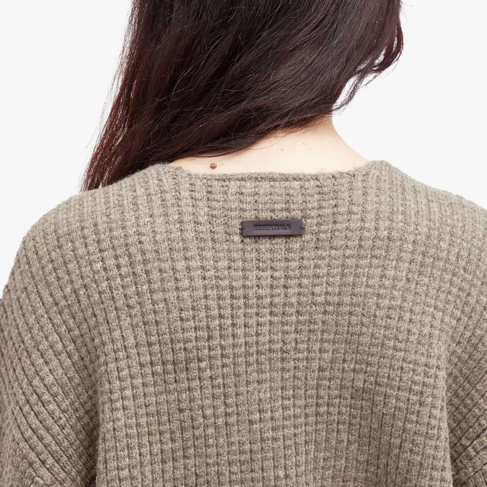 Fear of God ESSENTIALS Women's Heavy Waffle Cropped Sweatshirt Heather Gray