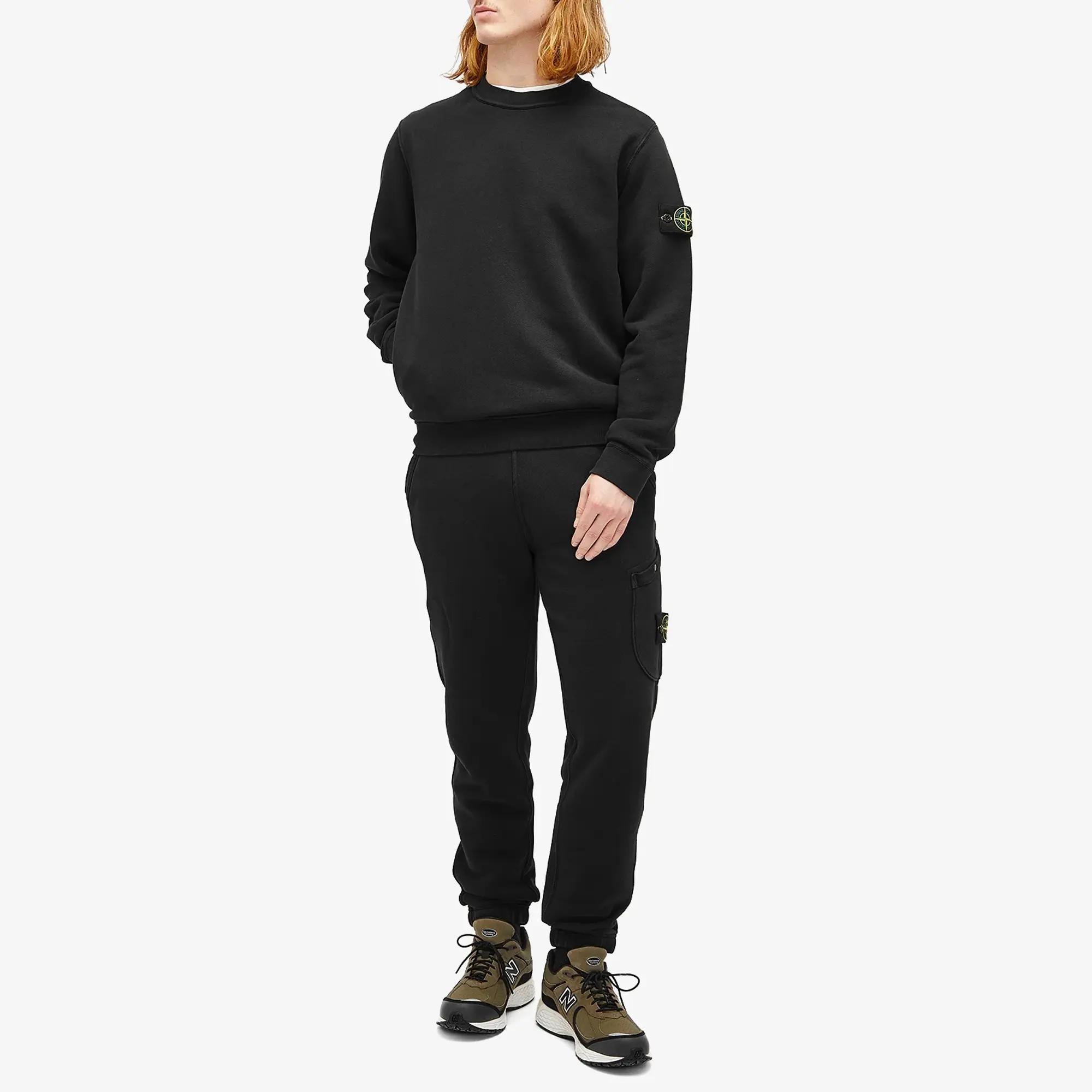 Stone Island Men's Diagonal Fleece Old Effect Crew Neck Sweatshirt Black