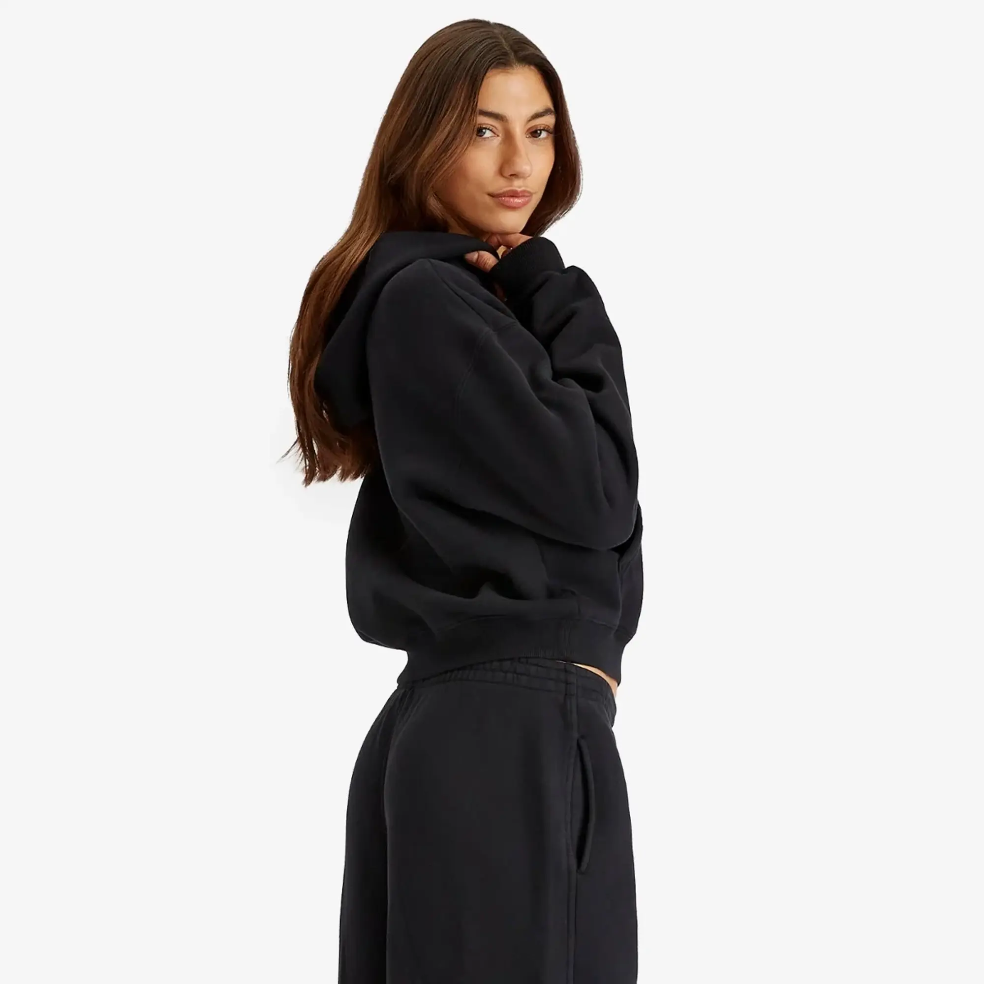 SKIMS Women's Vintage Fleece Zip-Up Hoodie Washed Onyx
