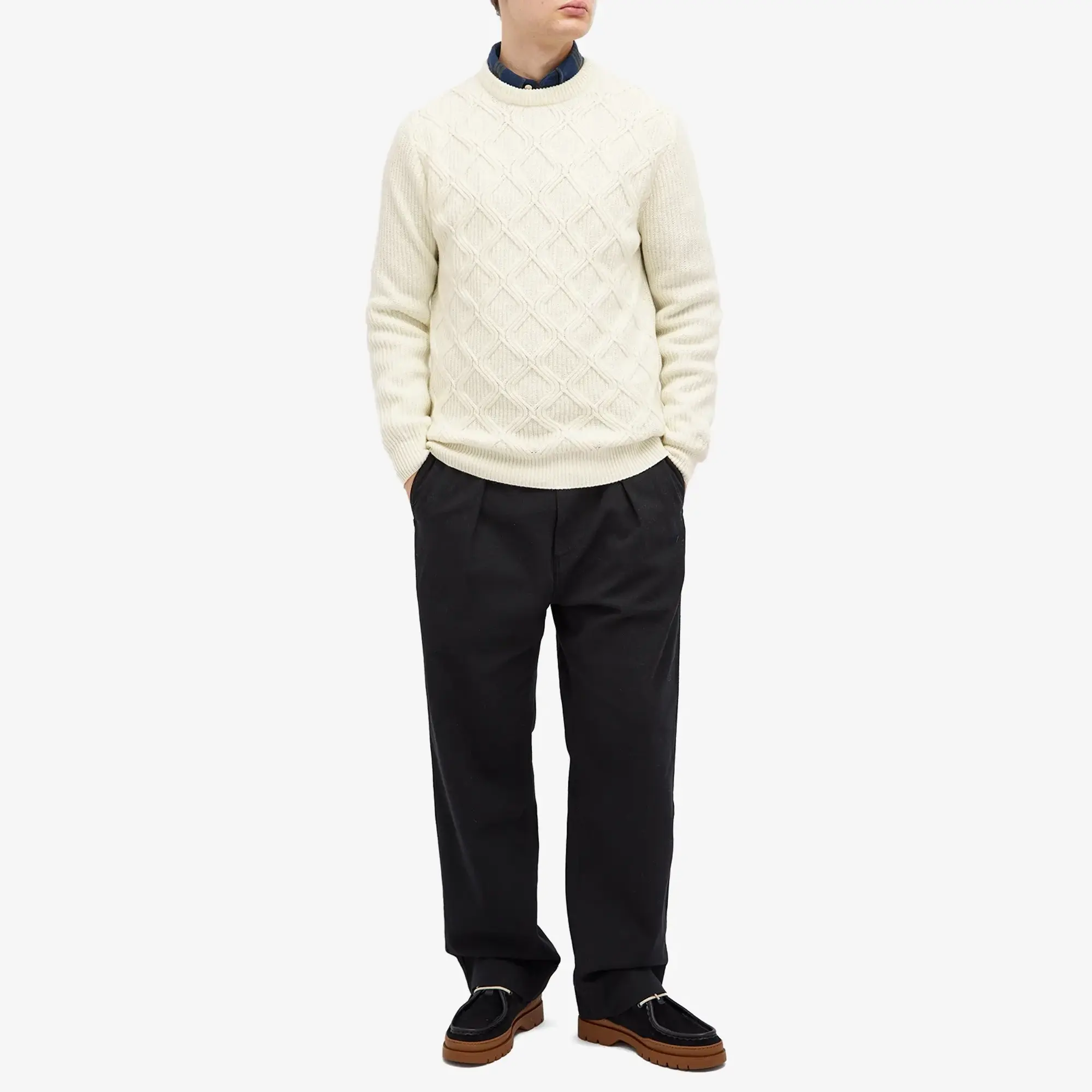 Foret Men's Bow Cable Knit Jumper Cloud